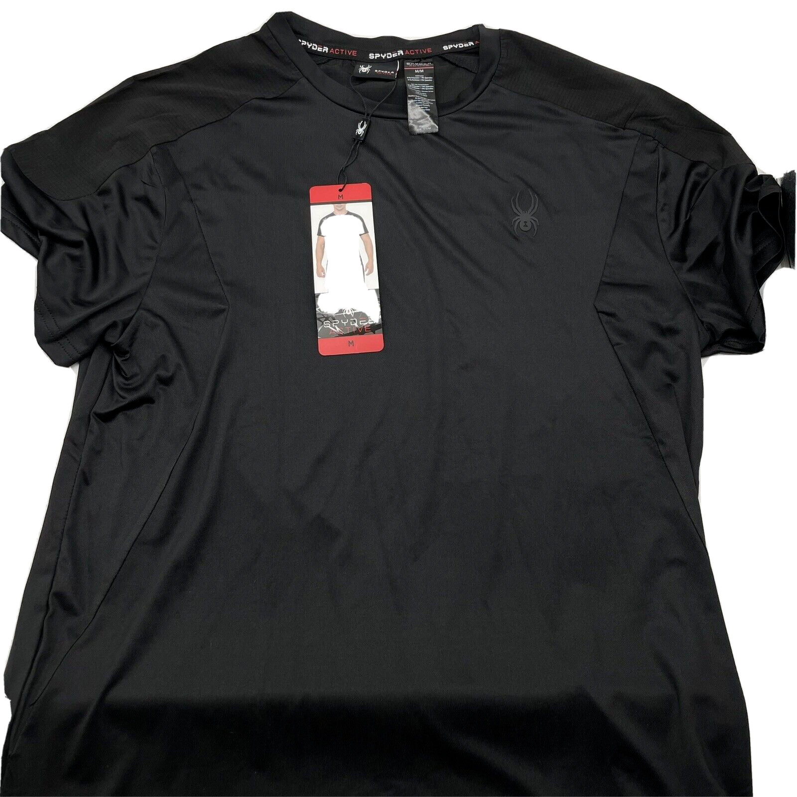 Spyder Men’s Active Short Sleeve Tee Moisture Wicking 4 Way Stretch Black M