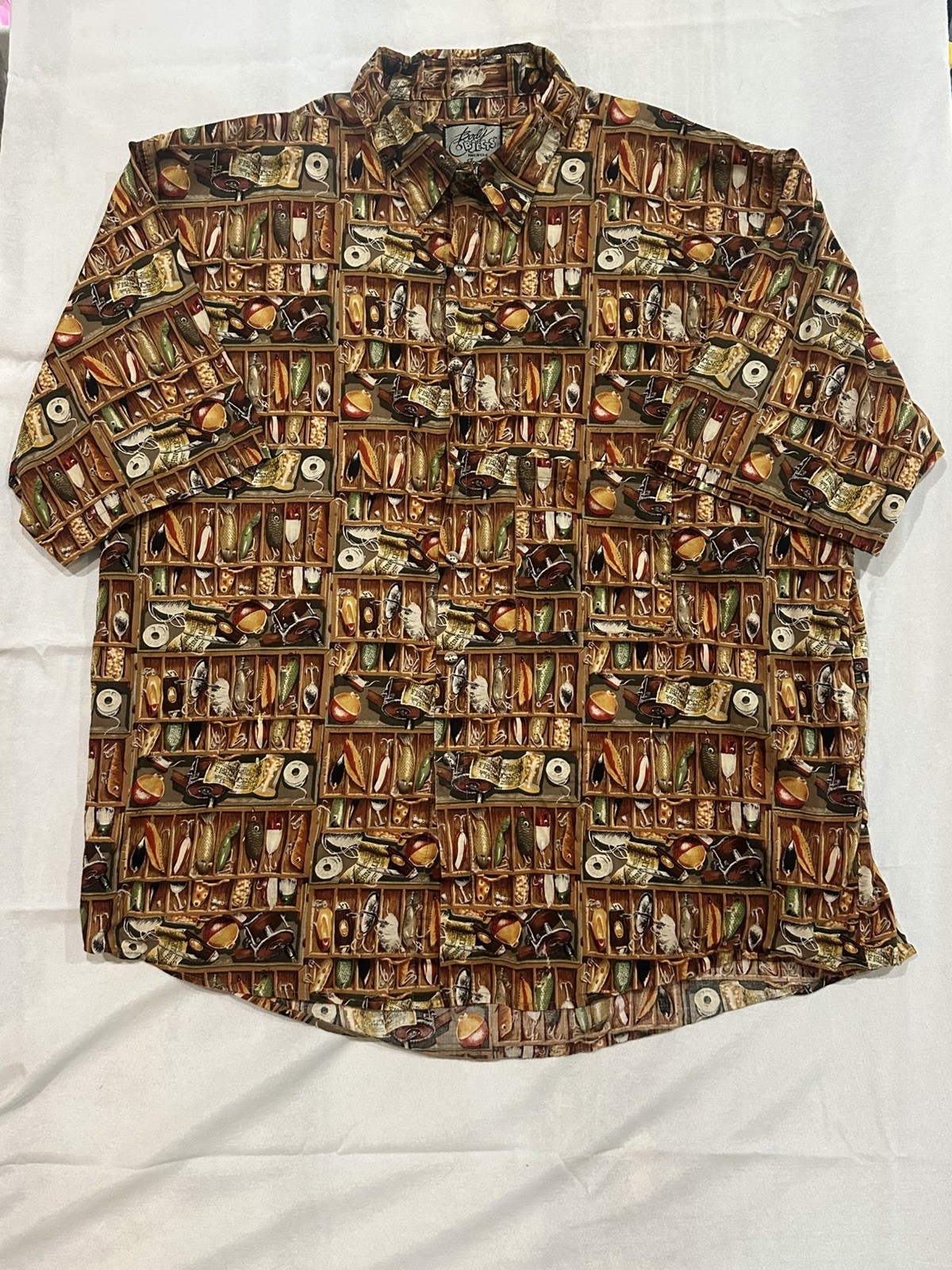 Body Objects Shirt Mens 3XB Fishing Outdoor Nature Tackle Box Button Up Made USA