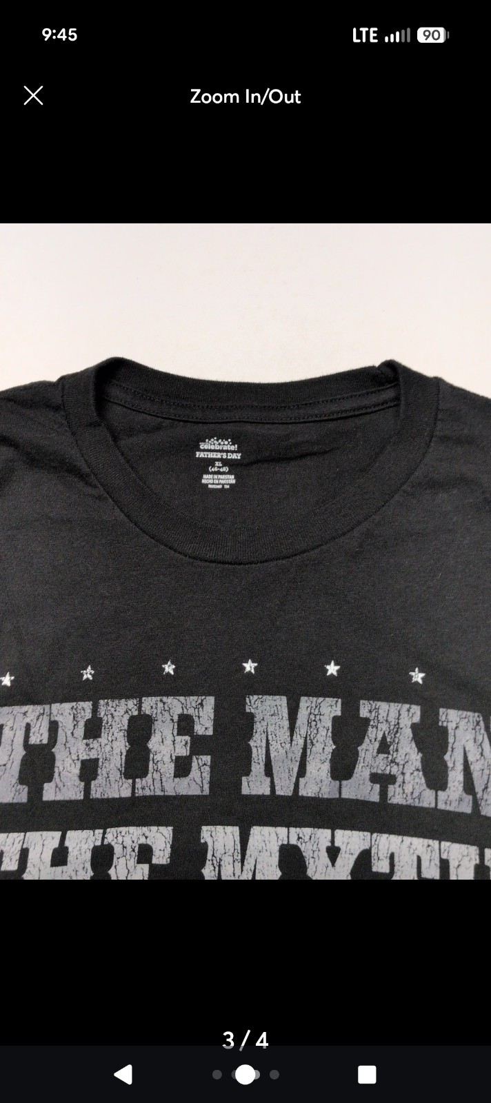 T-Shirt Man The Myth The Legend Shirt Mens XL Black Short Sleeve Fathers Day