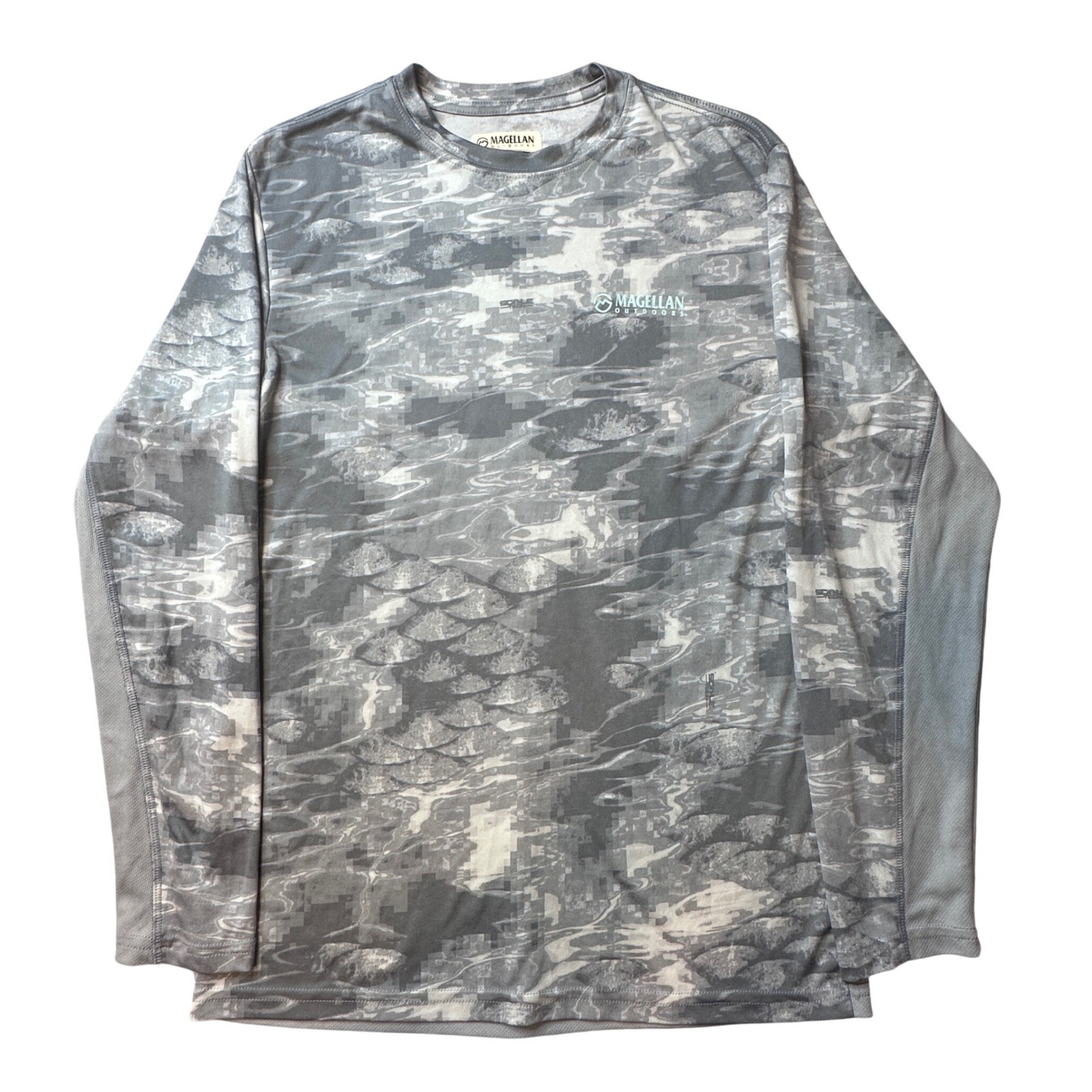 Magellan Shirt Mens S Grey Fish Gear Long Sleeve Digital Camo Performance Tee