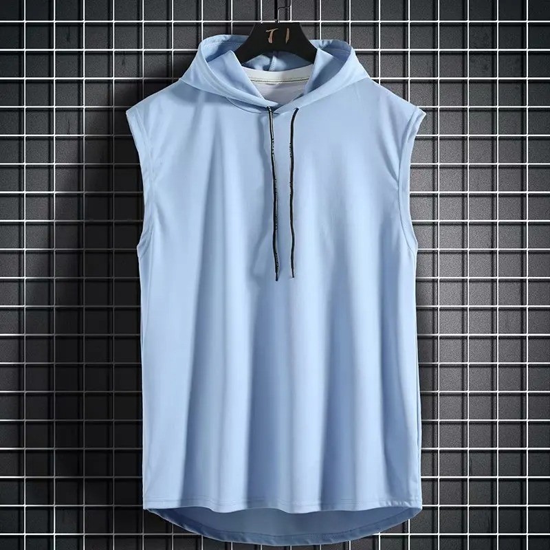 Solid Color Men’s Tank Tops Vest Sleeveless Tees For Male Hooded