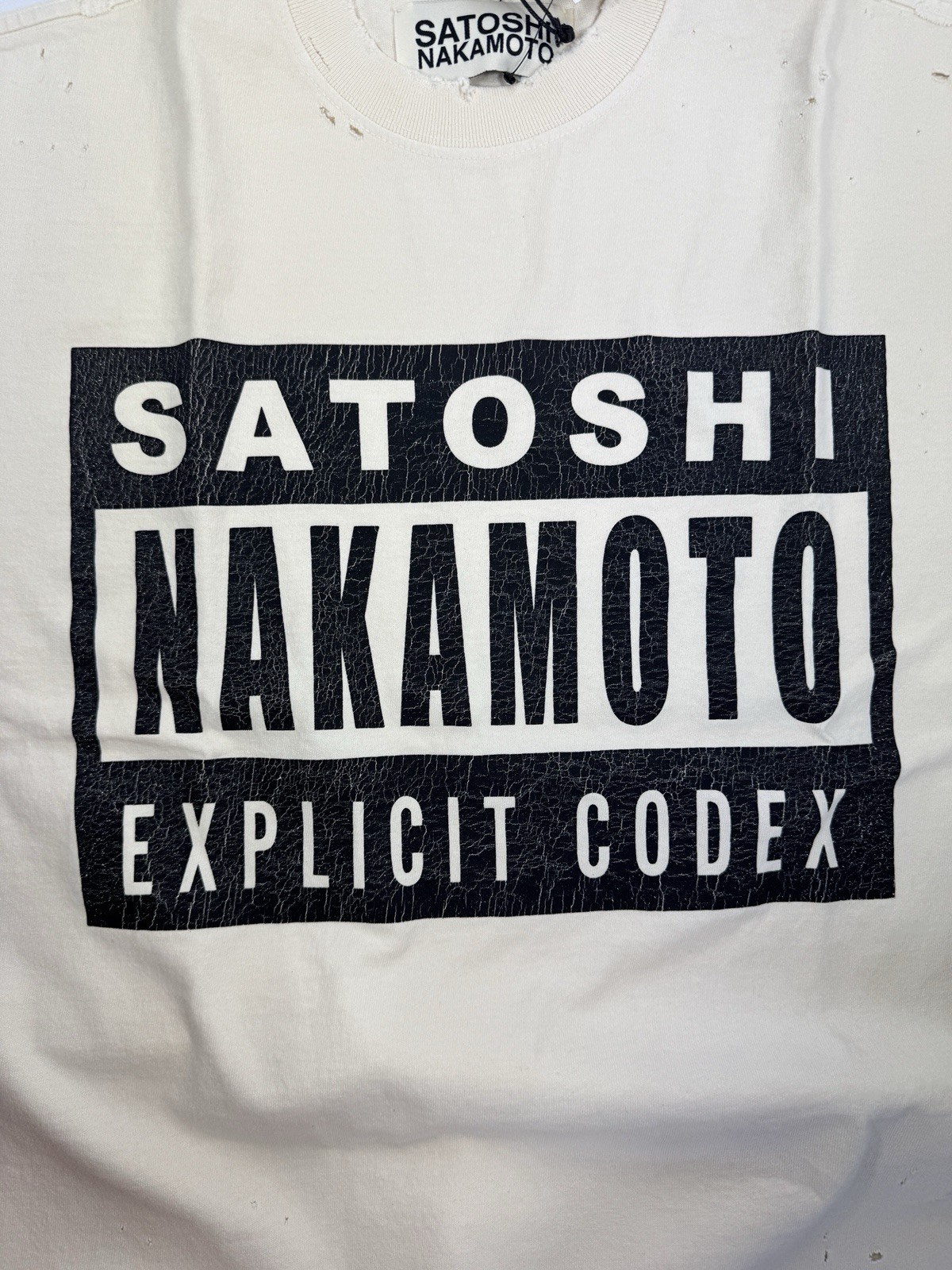 Satoshi Nakamoto – Explicit Codex Oversized Cream T-Shirt Size: S