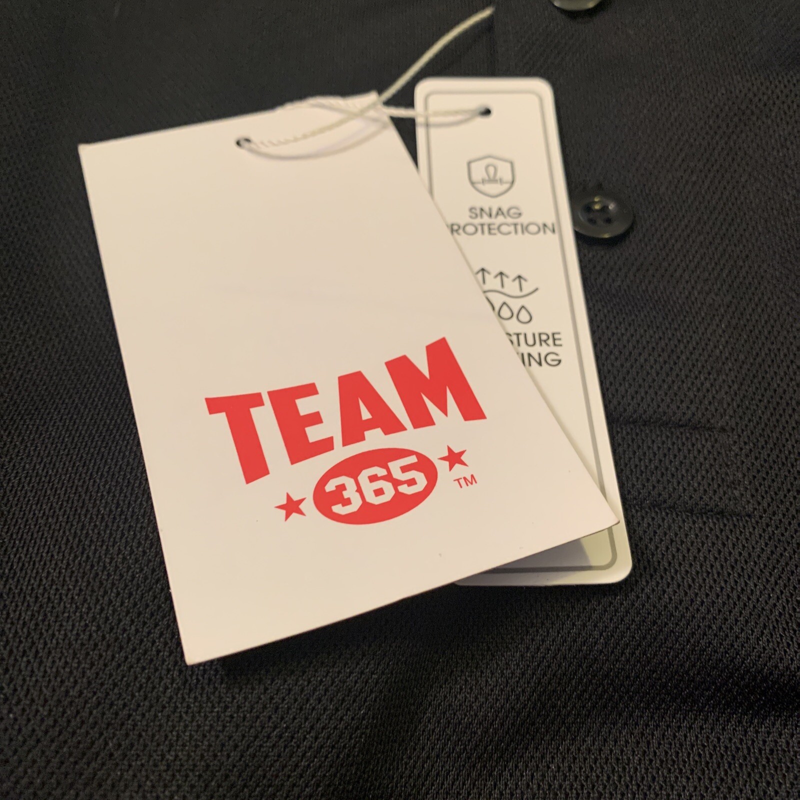 Team 365 Polos Mens Command Snag Protection Polo TT21 New With Tags Black LARGE