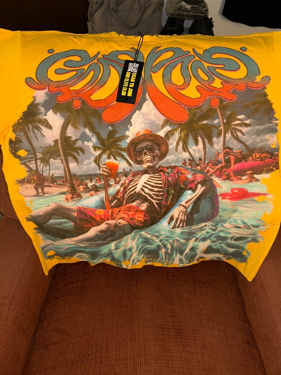 Godspeed Pool Party Tee (Skeleton Beach) Yellow/Multi-Color Size XL