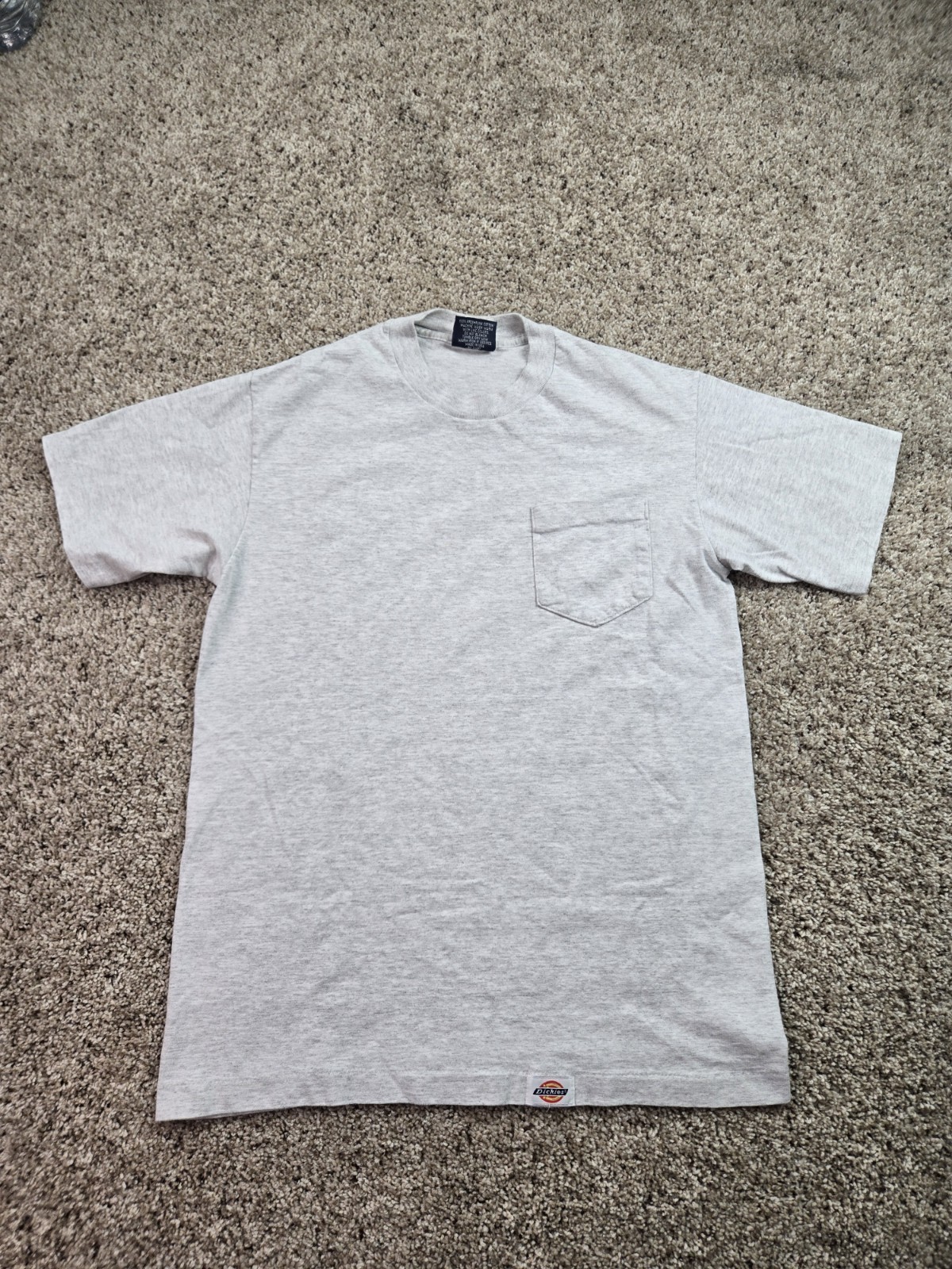 Vintage Dickies T Shirt Mens Medium Gray Single Stitch Pocket USA Made 90s