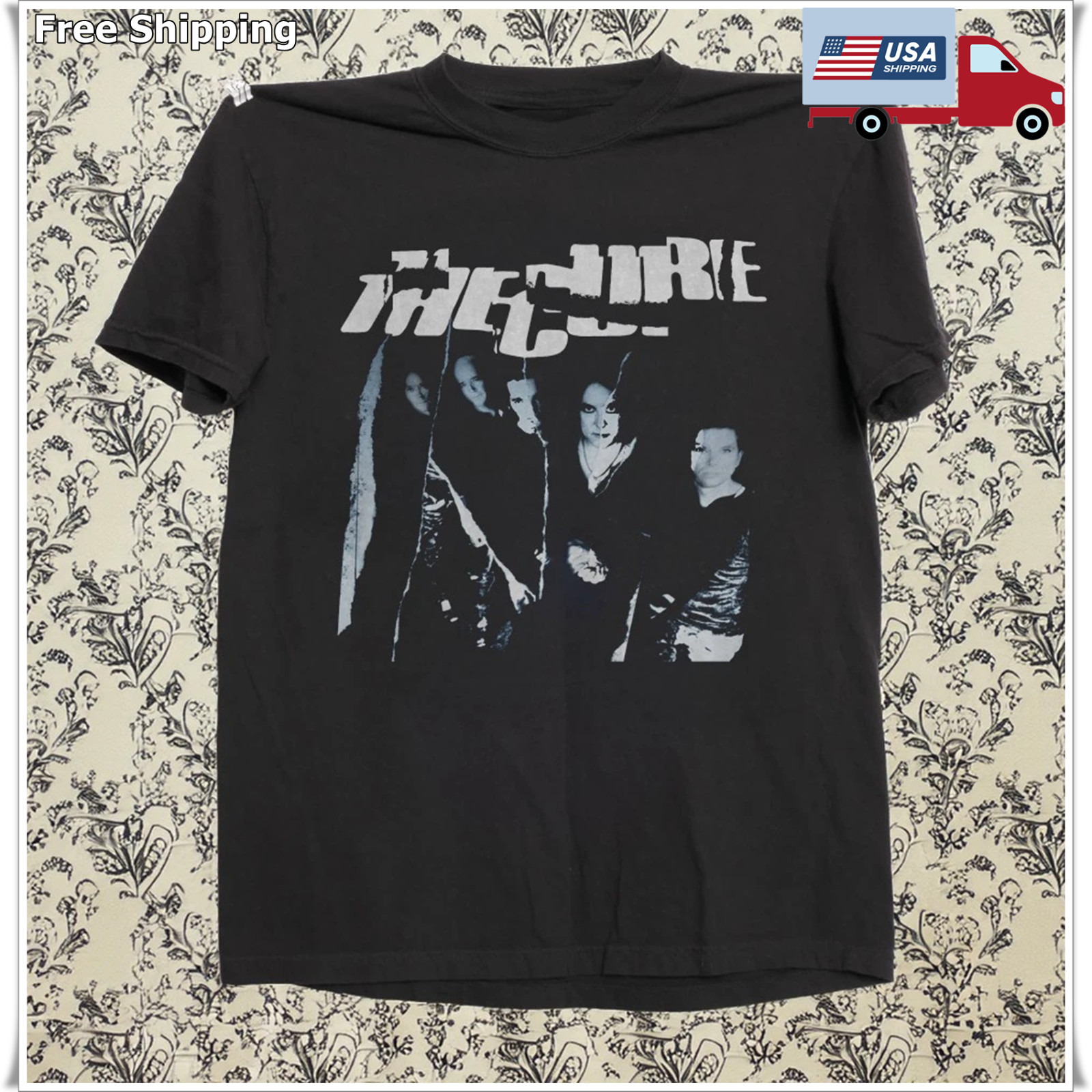 The Cure Rock Music Band, Black Cotton T-shirt Size S-5XL