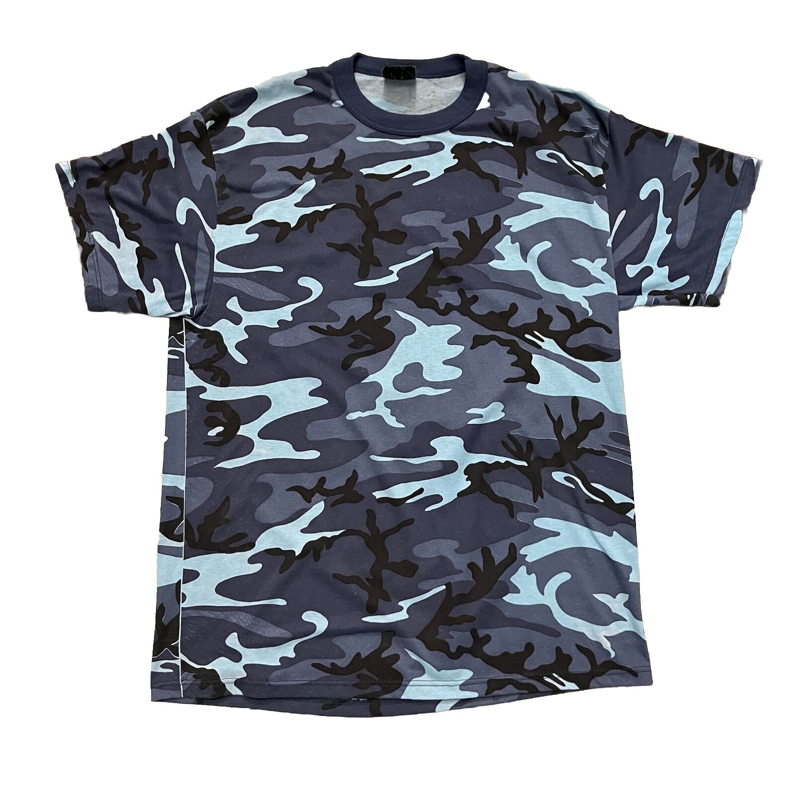 Vintage 90s Blue Tiger Camo Rothco Short Sleeve Mens XL T-Shirt Made In USA