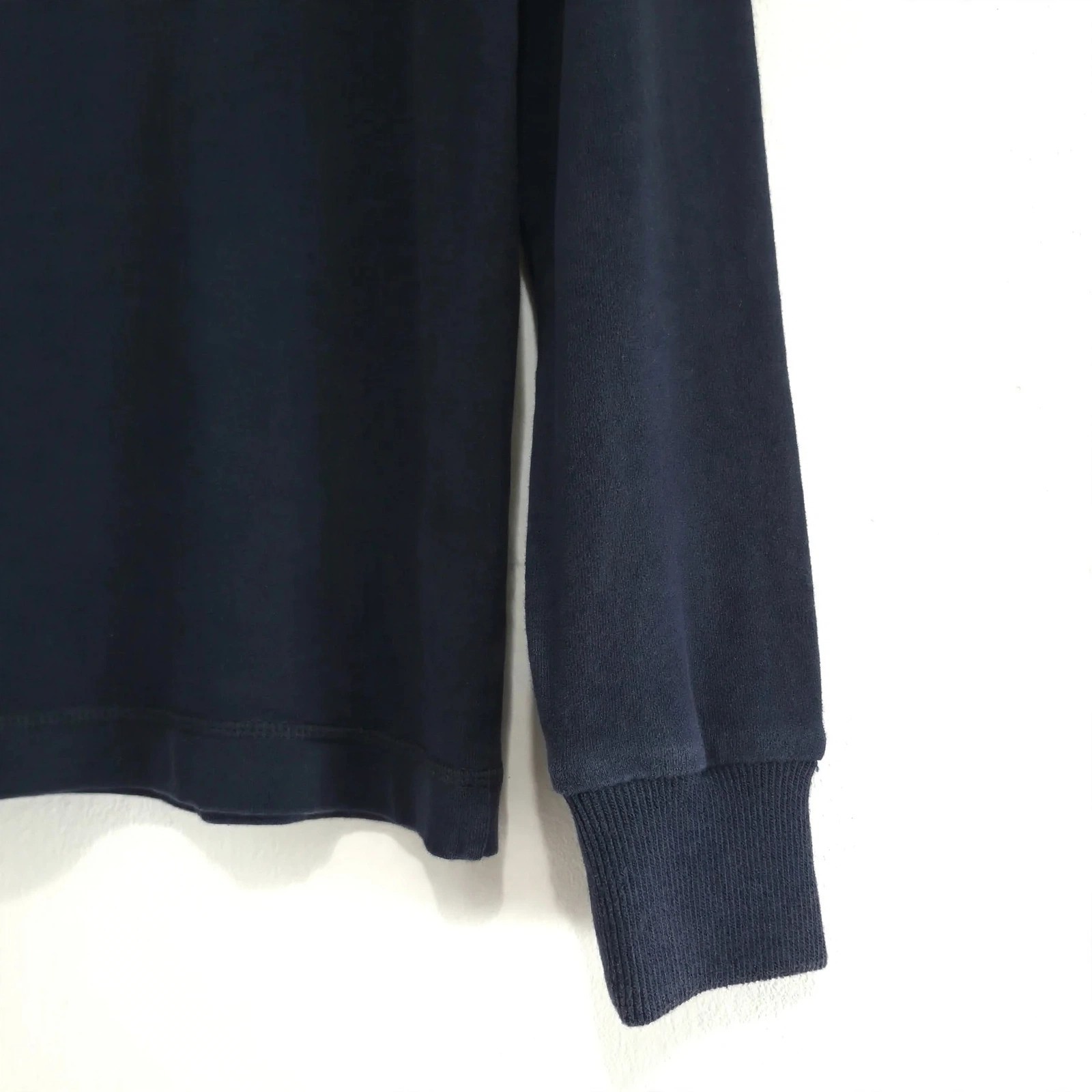 Abercrombie & Fitch Men Small Navy Blue Long Sleeve Henley Shirt Red Moose Logo
