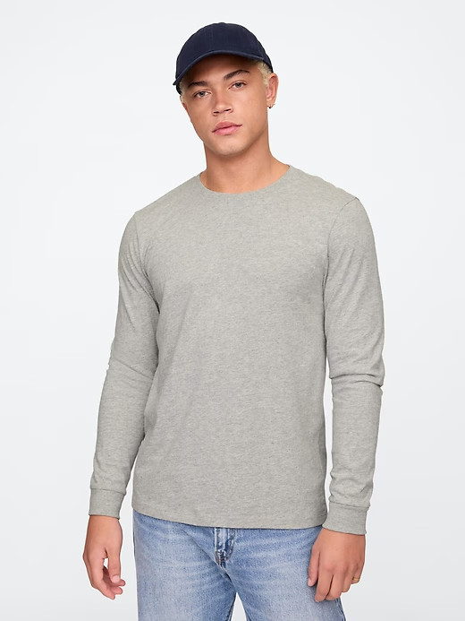 NWT GAP Everyday Long-Sleeve Tee Shirt T-Shirt 100% cotton Heather Gray Men M L