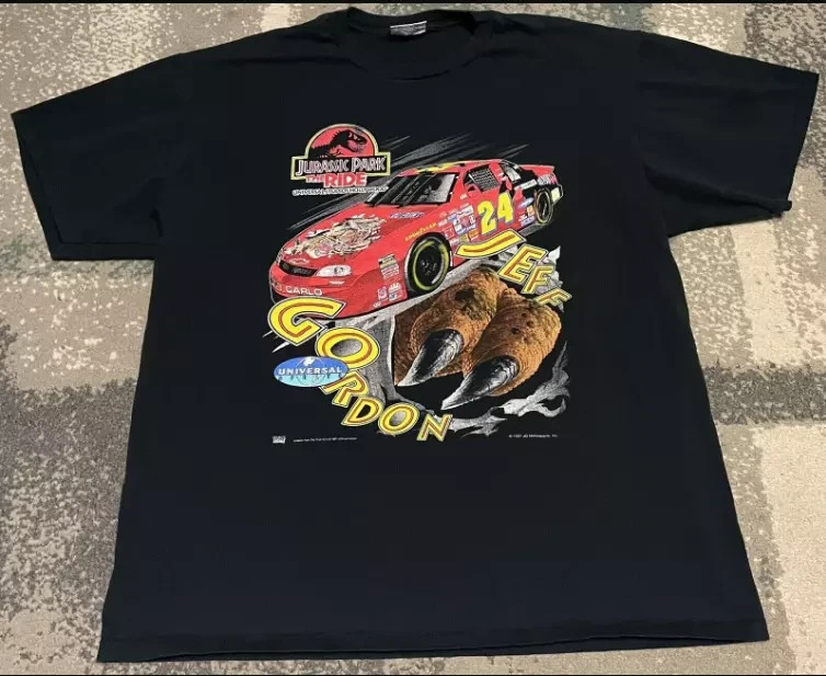 1997 Jeff Gordon NASCAR Jurassic Park Ride T-Shirt Reprint AN52736