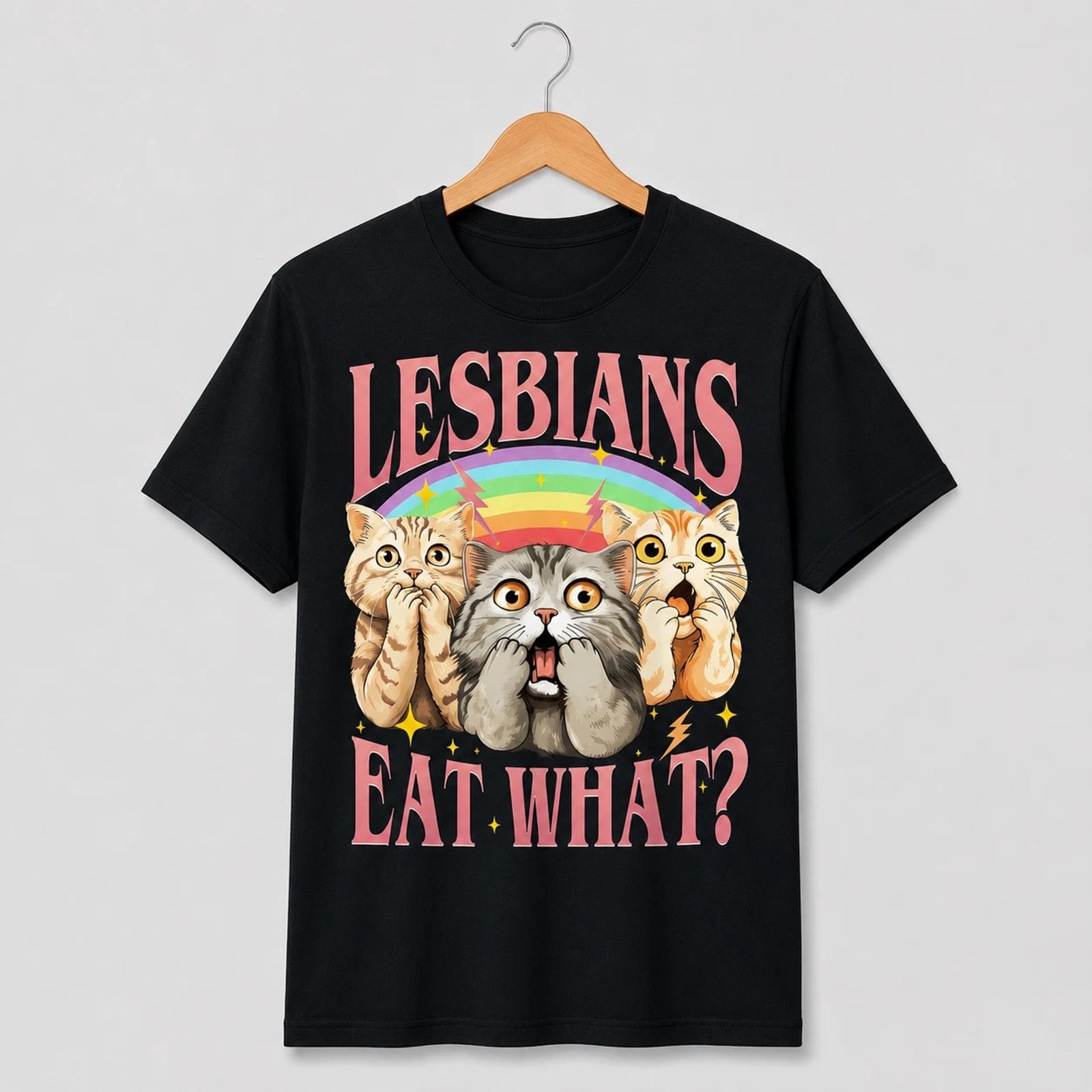 Funny Lesbian Pride LGBTQ T-Shirt Rainbow Cats Lover Gift Tee