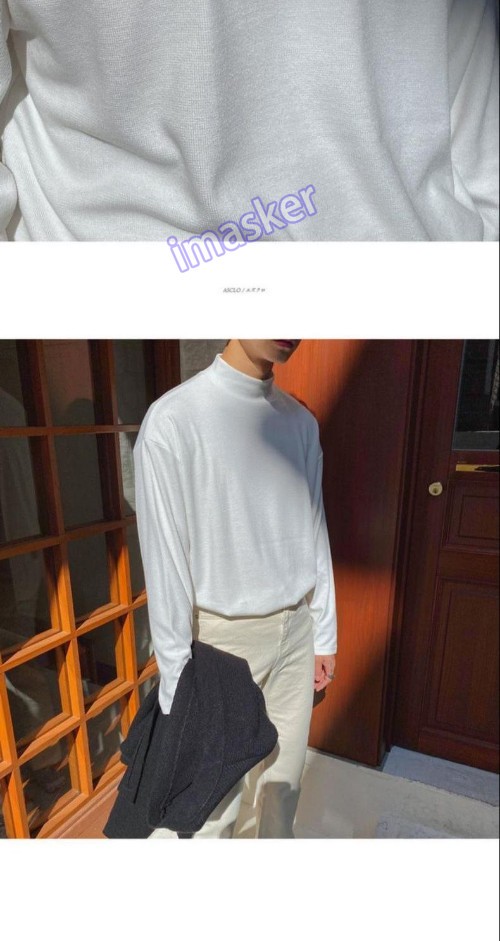 Winter Half-high Collar T Shirt for Men Fashion Long Sleeve T Shirts Men