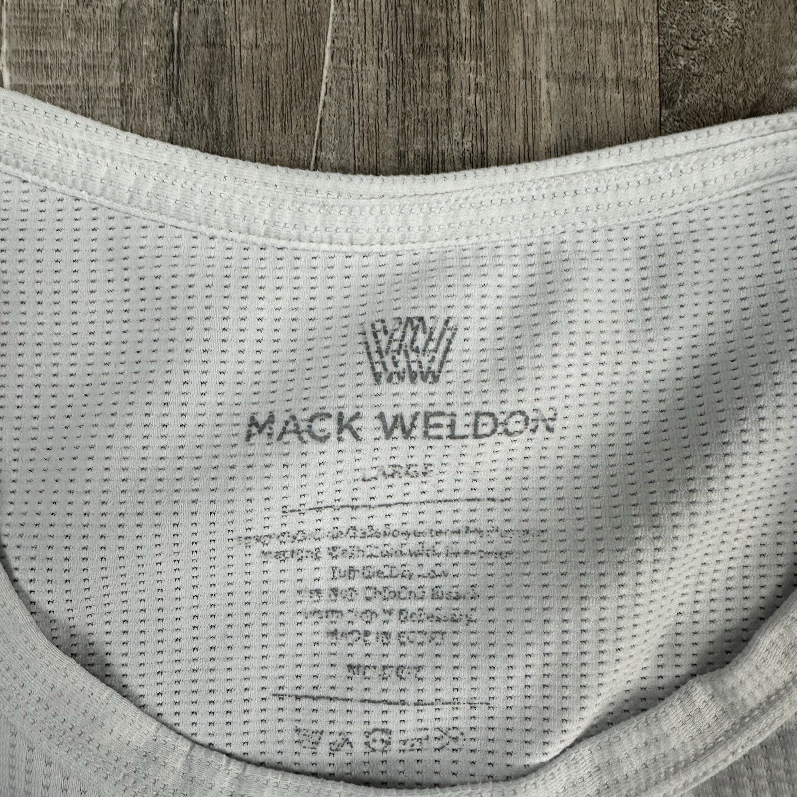 Mack Weldon Men’s Performance Crew Neck T-Shirt Large White Short Sleeve Waffle