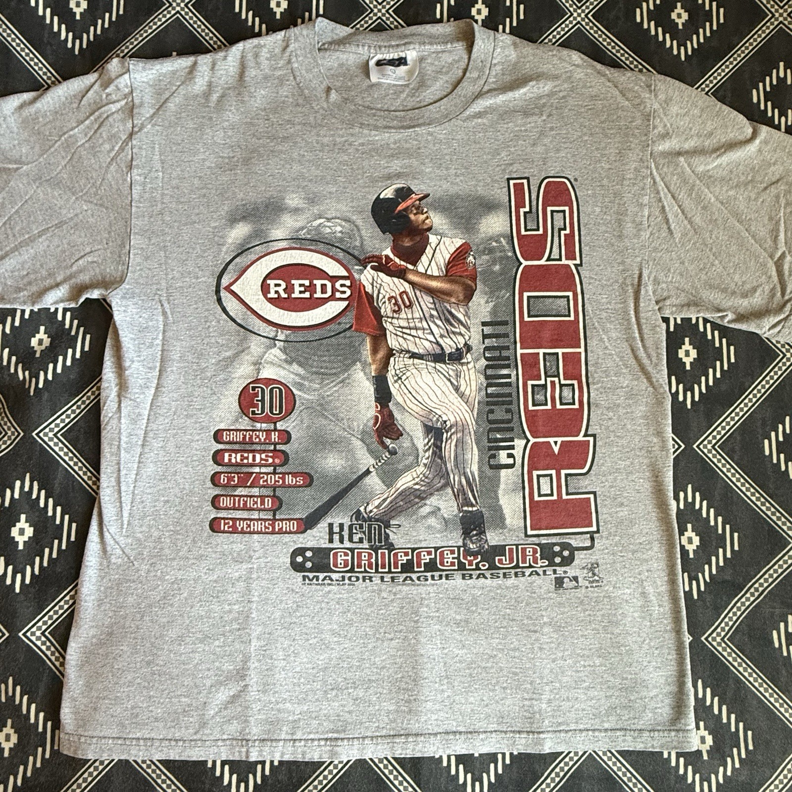 KEN GRIFFEY JR Cincinnati Reds MLB Licensed T-Shirt 2000 LARGE Preowned VTG