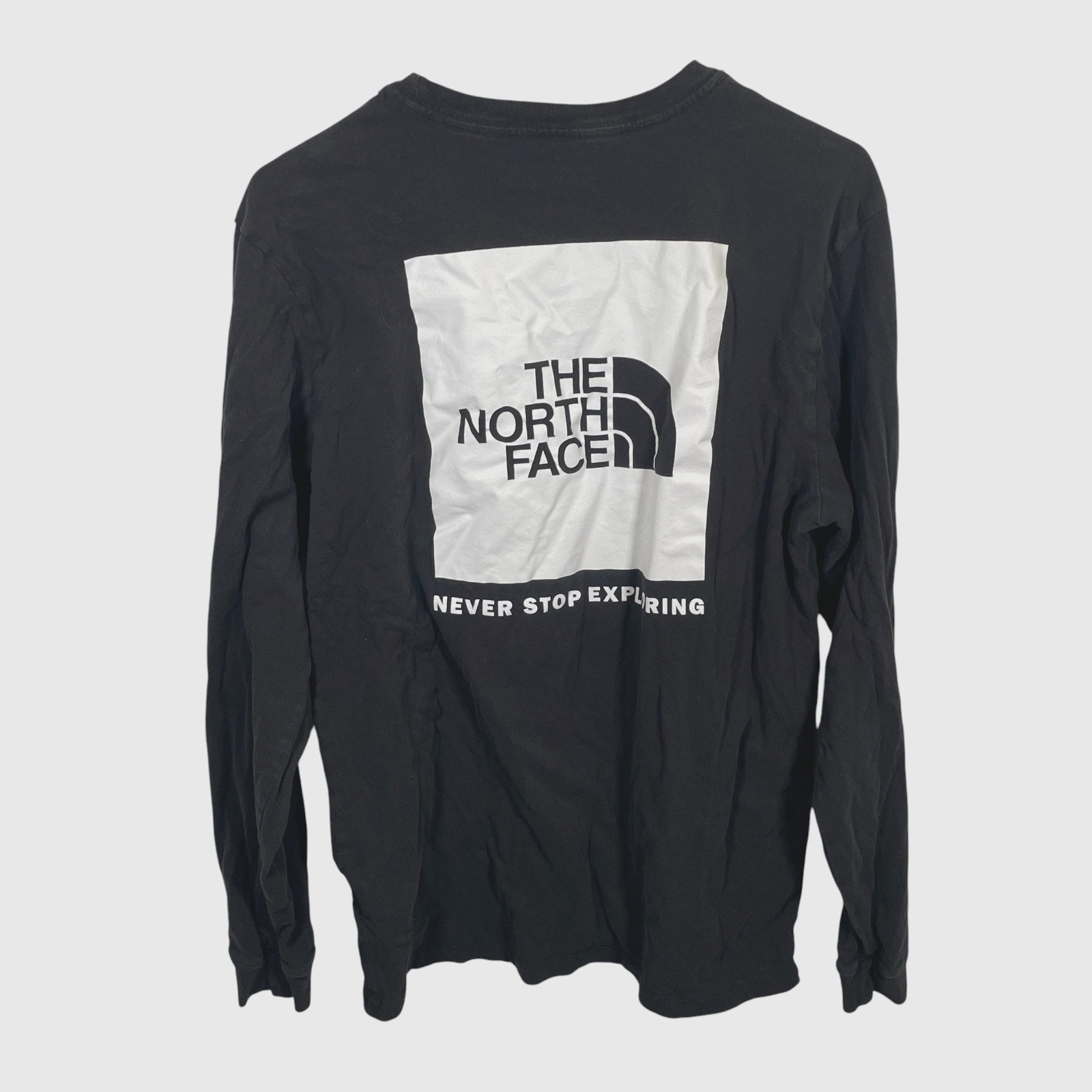 The North Face Long Sleeve T Shirt Mens Medium Crewneck Black Box Graphic Logo
