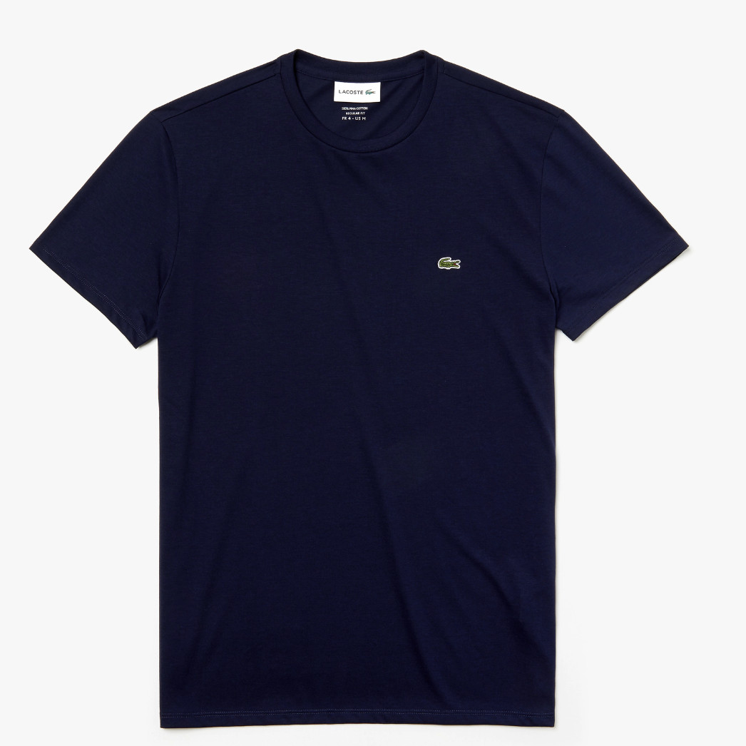 *NEW* Men Lacoste Crew Neck Pima Cotton Jersey T-shirts Navy (TH6709 166)