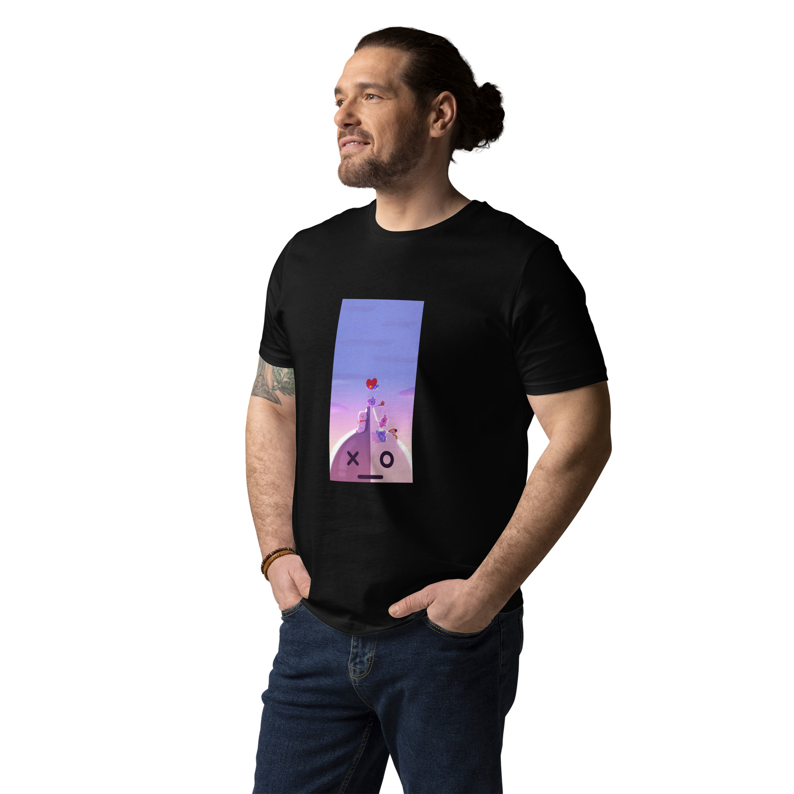 BT21 Unisex organic cotton t-shirt (Black) (Design 1)