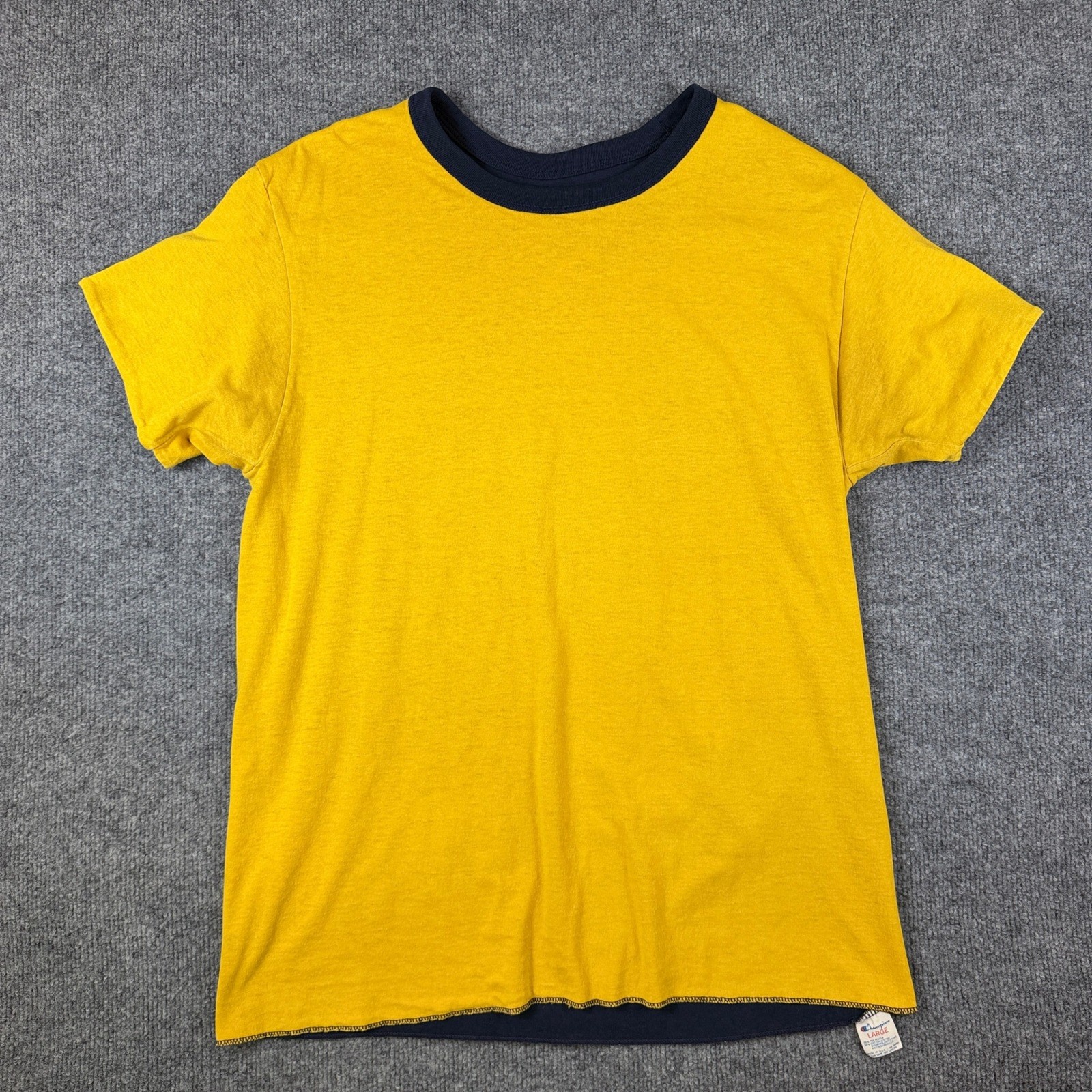 Vintage Champion Double Face T Shirt Mens L Reversible Phys Ed Made in USA 80s