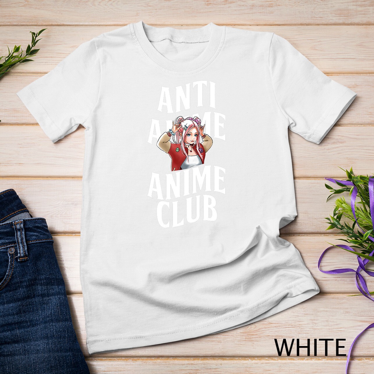 Anti Anime Club Kawaii Manga Otaku Japanese Art Cosplaying Unisex T-shirt