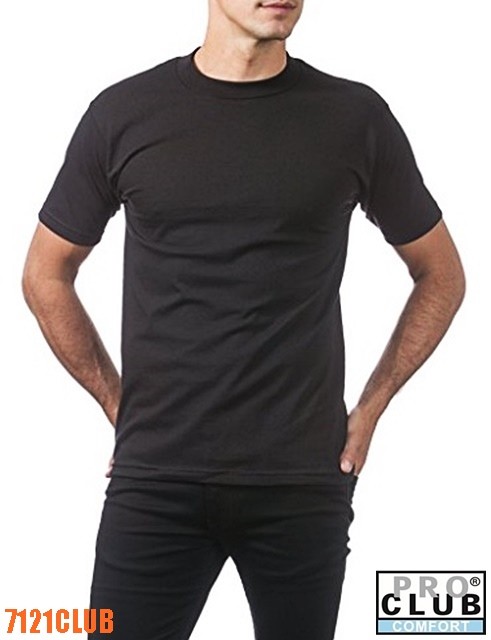 3 PACK PRO CLUB COMFORT T SHIRTS MENS STANDARD CREWNECK SHORT SLEEVE BLACK S-7XL