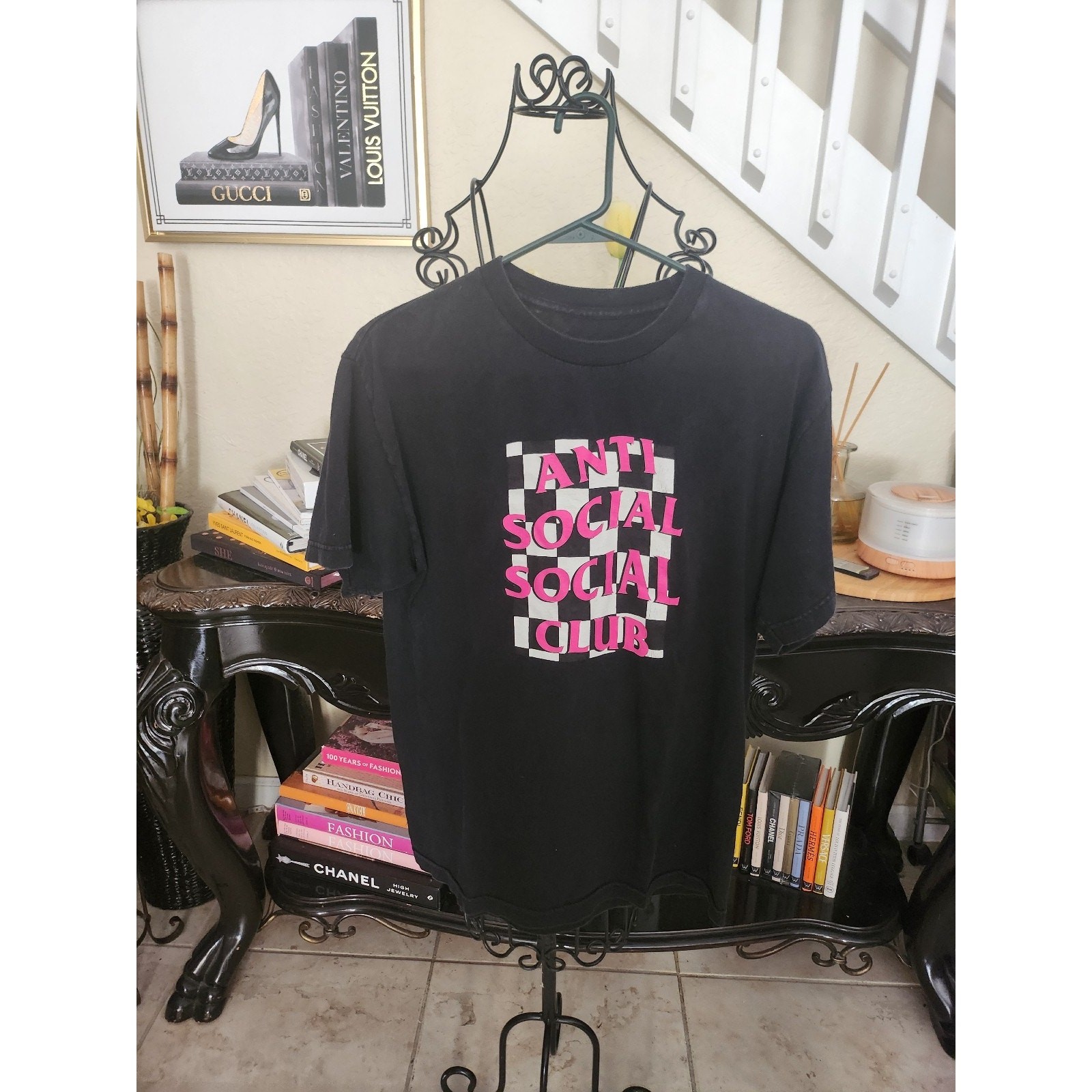 Anti Social Social Club Black Pink Checkered t-shirt