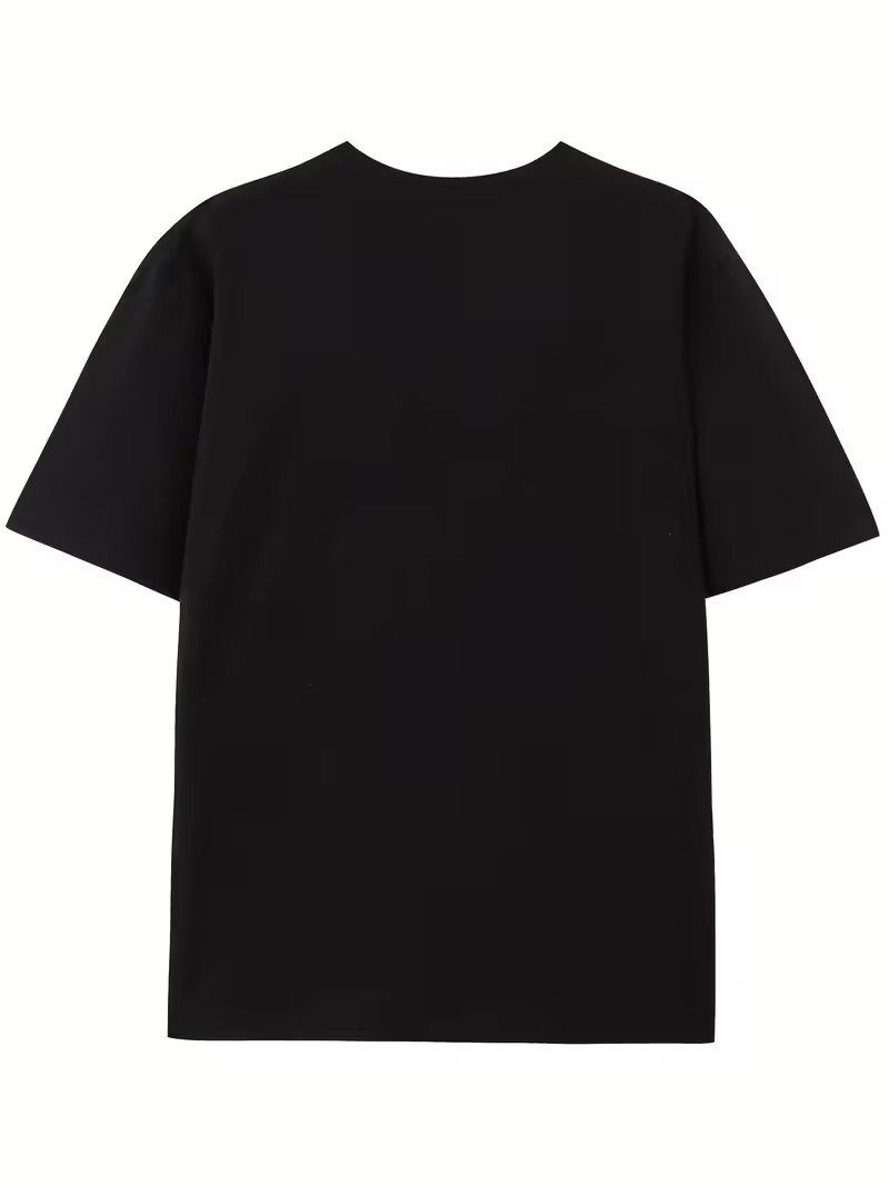 Plain Cotton Short Sleeve Mens T-shirt Casual Classic Black Blank Value Shirt Te