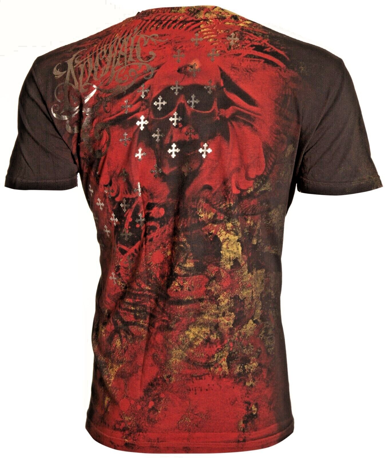 ARCHAIC by AFFLICTION Black BRASS Short Sleeve Slim Fit Y2K MMA Elite T-shirt
