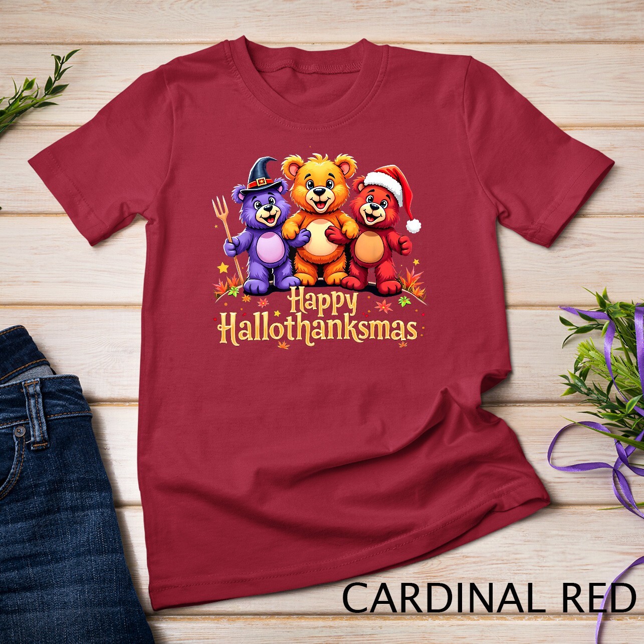 Hallothanksmas Bears Tee Halloween Thanksgiving Christmas T-Shirt Unisex T-shirt