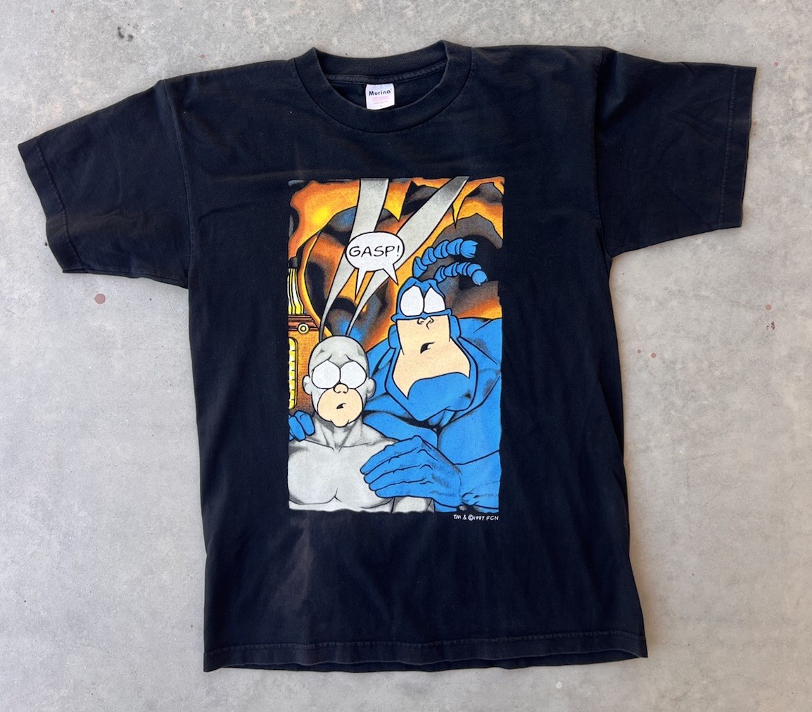 Vintage The Tick Shirt Large 1997 Fox Kids Cartoon 90s TOON Toons TV FADE SPOT
