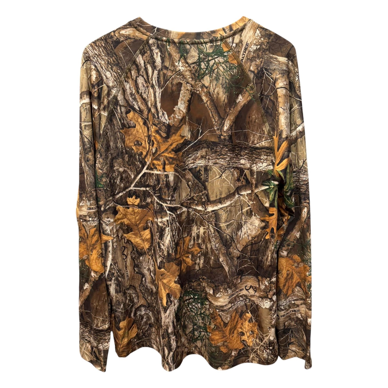 Realtree Shirt Mens L Brown Camo LOT OF 2 Long Sleeve Crewneck Polyester Spandex