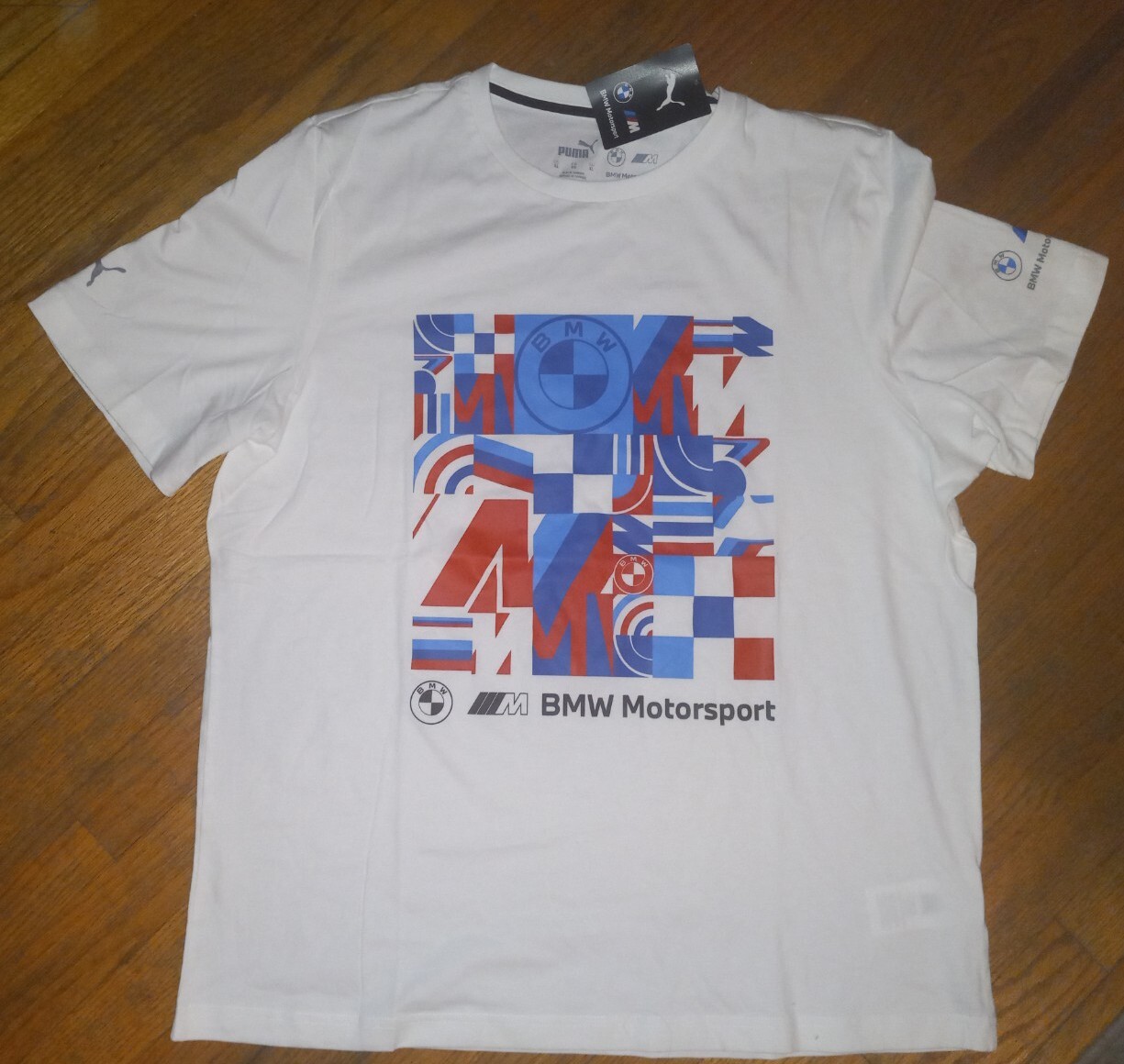 Puma BMW Motorsport Graphic MMS Mixup Logo Tee White Mens Size XL 533381 02 NWT