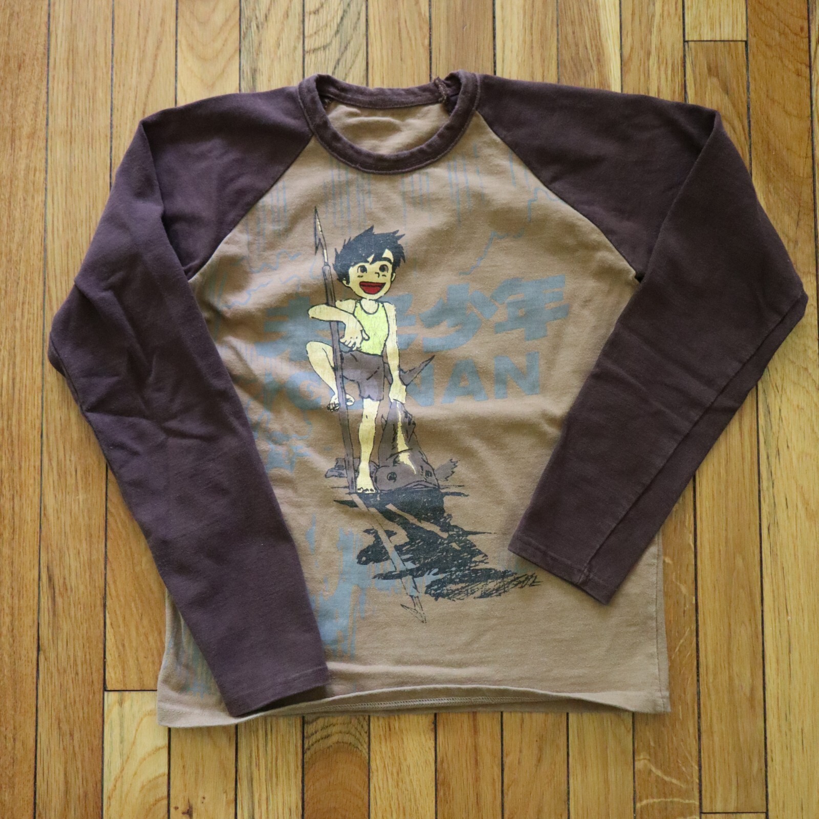 Vtg Future Boy Conan Anime Shirt Mens XS/S Long Sleeve Japan Graphic 70s 80s Tee