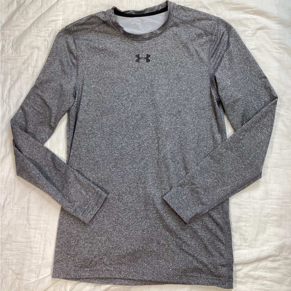 Under Armour Fitted Cold Gear Tee Shirt Small Mens Long Sleeve Athletic Gray