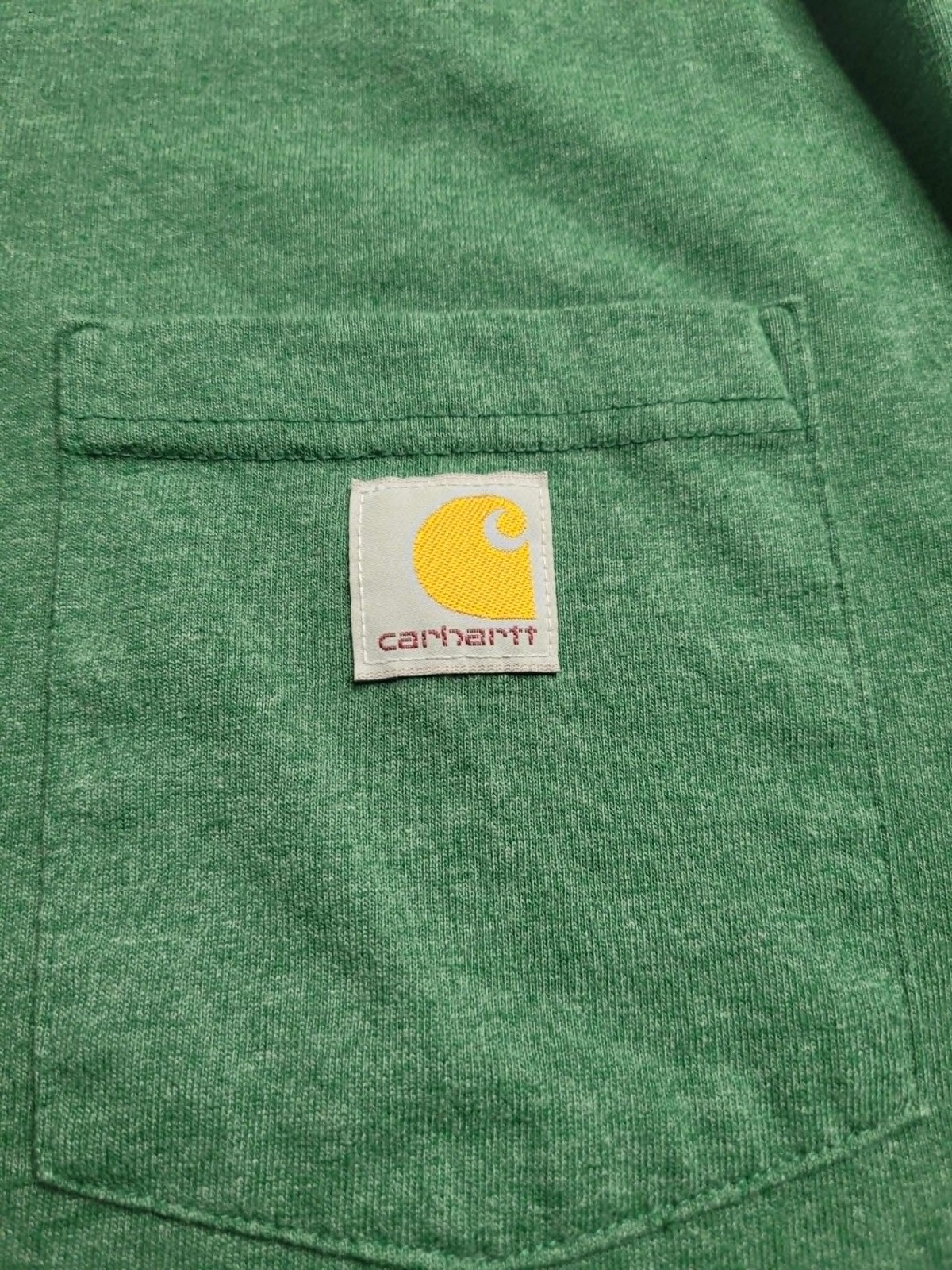 Carhartt Henley Shirt Men L Green Long Sleeve Workwear Loose Fit Pocket Tee