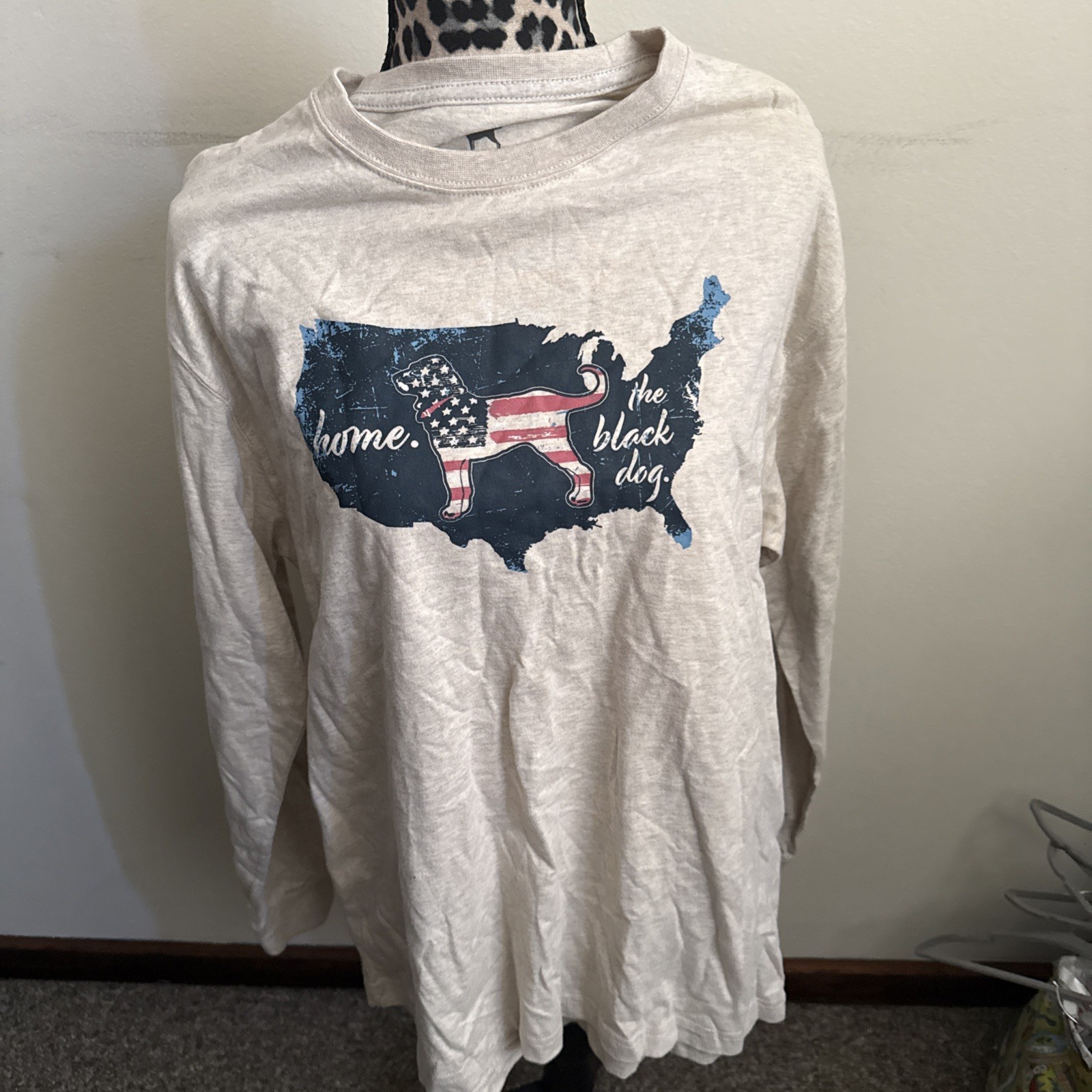 The Black Dog Shirt Mens Size S Classic Collection USA Flag Long Sleeve