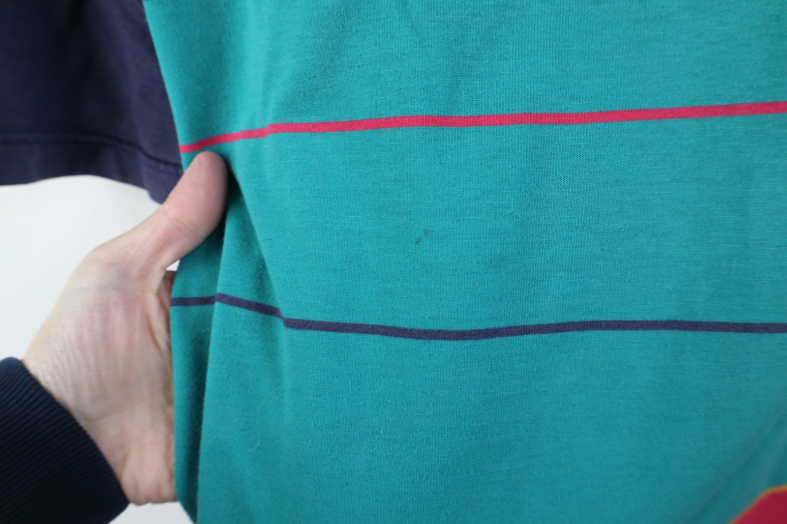 Vintage 90s Streetwear Mens Large Distressed Striped Color Block Knit T-Shirt