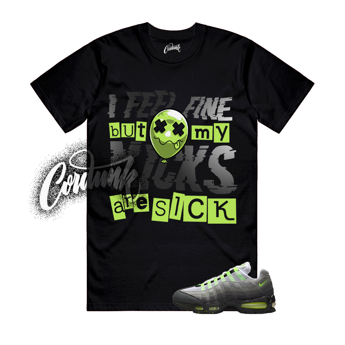 Air Max 95 Big Bubble Neon Black Yellow Cool Grey 2025 T Shirt Match SICK