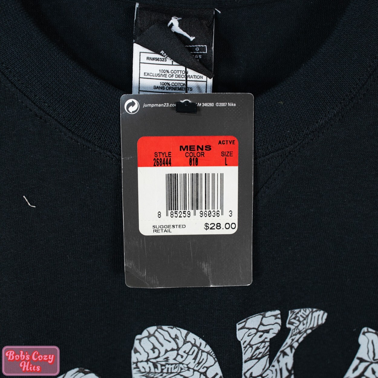 NEW Jordan T Shirt Size L Vintage 2007 Elephant Print Brooklyn Black Grey