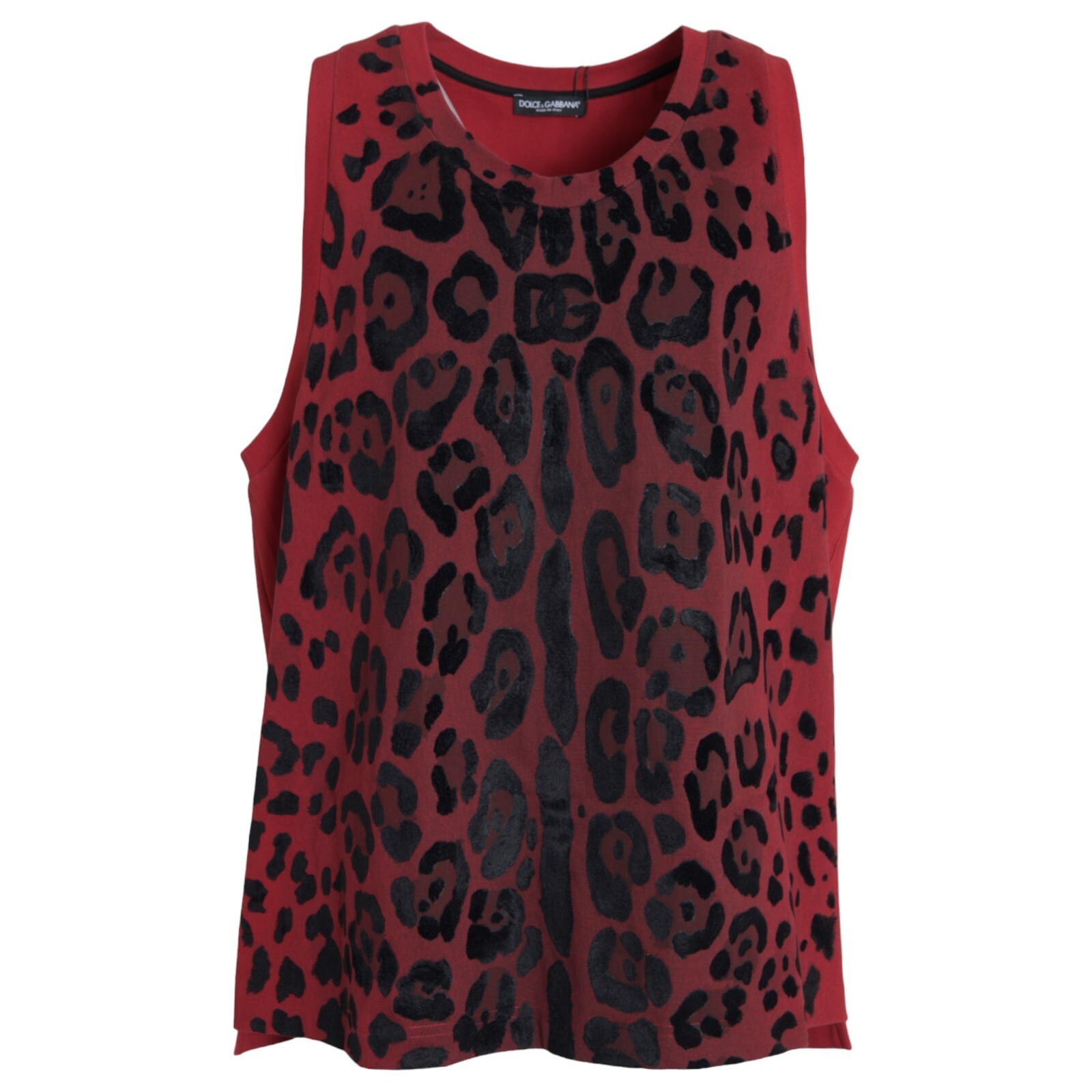 DOLCE & GABBANA T-shirt Red Leopard Print Sleeveless Tank IT54/US44/XL 1350usd