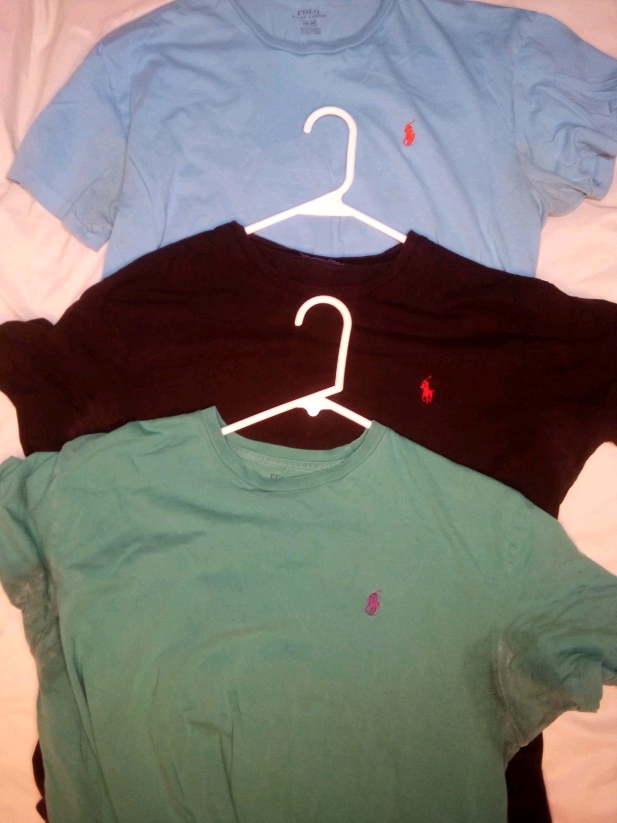 Lot Of 3- Polo Ralph Lauren T-Shirts Men’s Medium Crewneck Black, Blue, Green