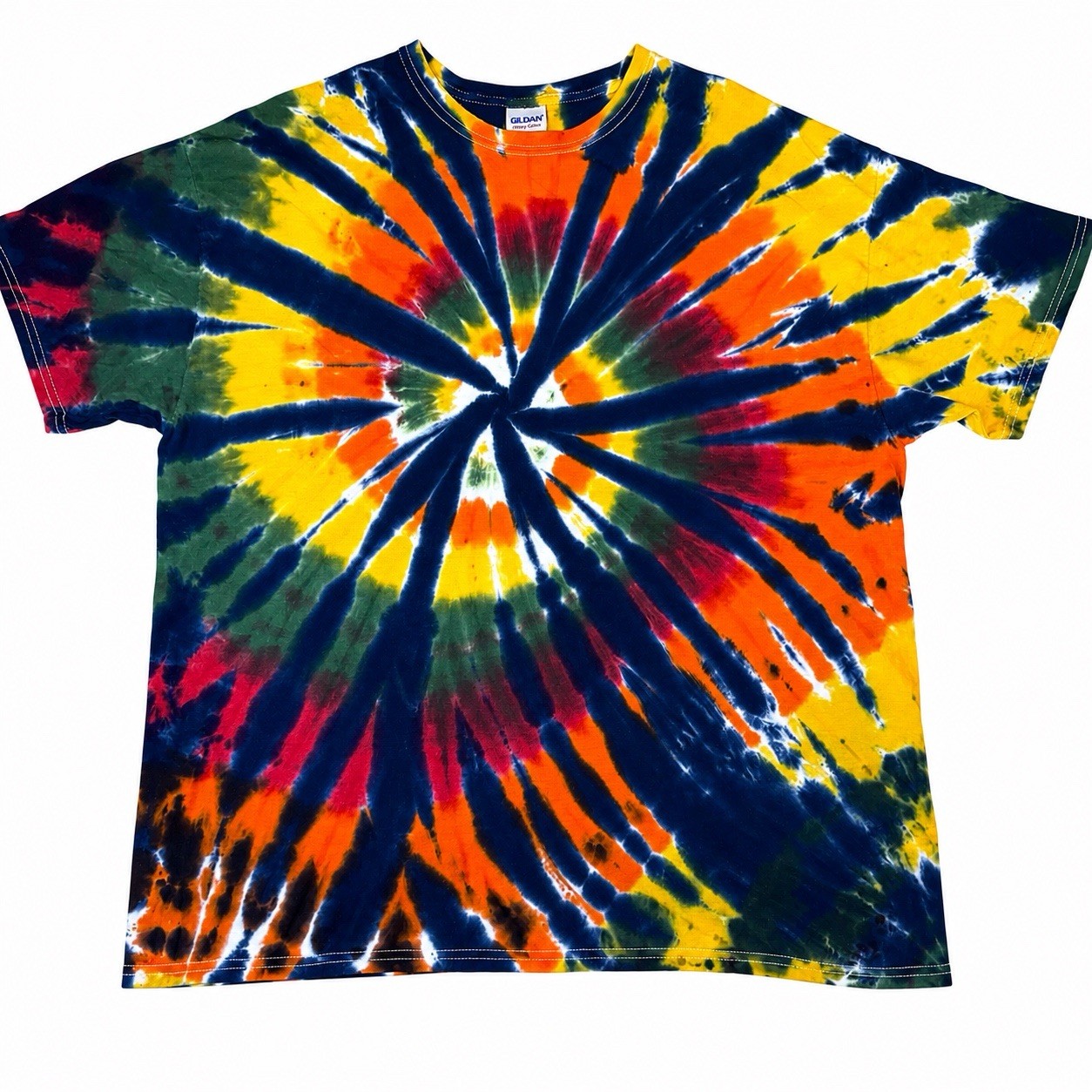 Gildan Heavy Cotton Tie-Dye Short Sleeve Crew Neck Cotton T-Shirt XL Hand-dyed