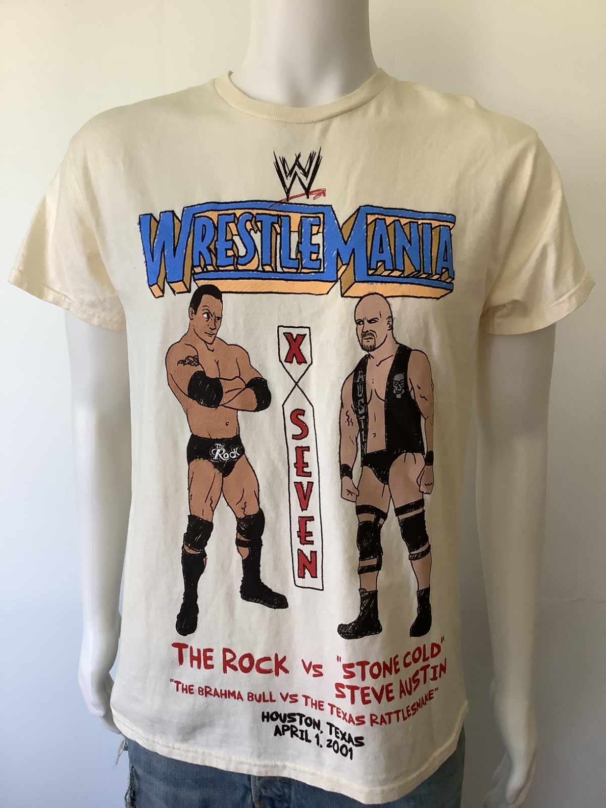 NEW RIPPLE JUNCTION Men’s The Rock vs Stone Cold Wrestlemania Tee Shirt (Size M)