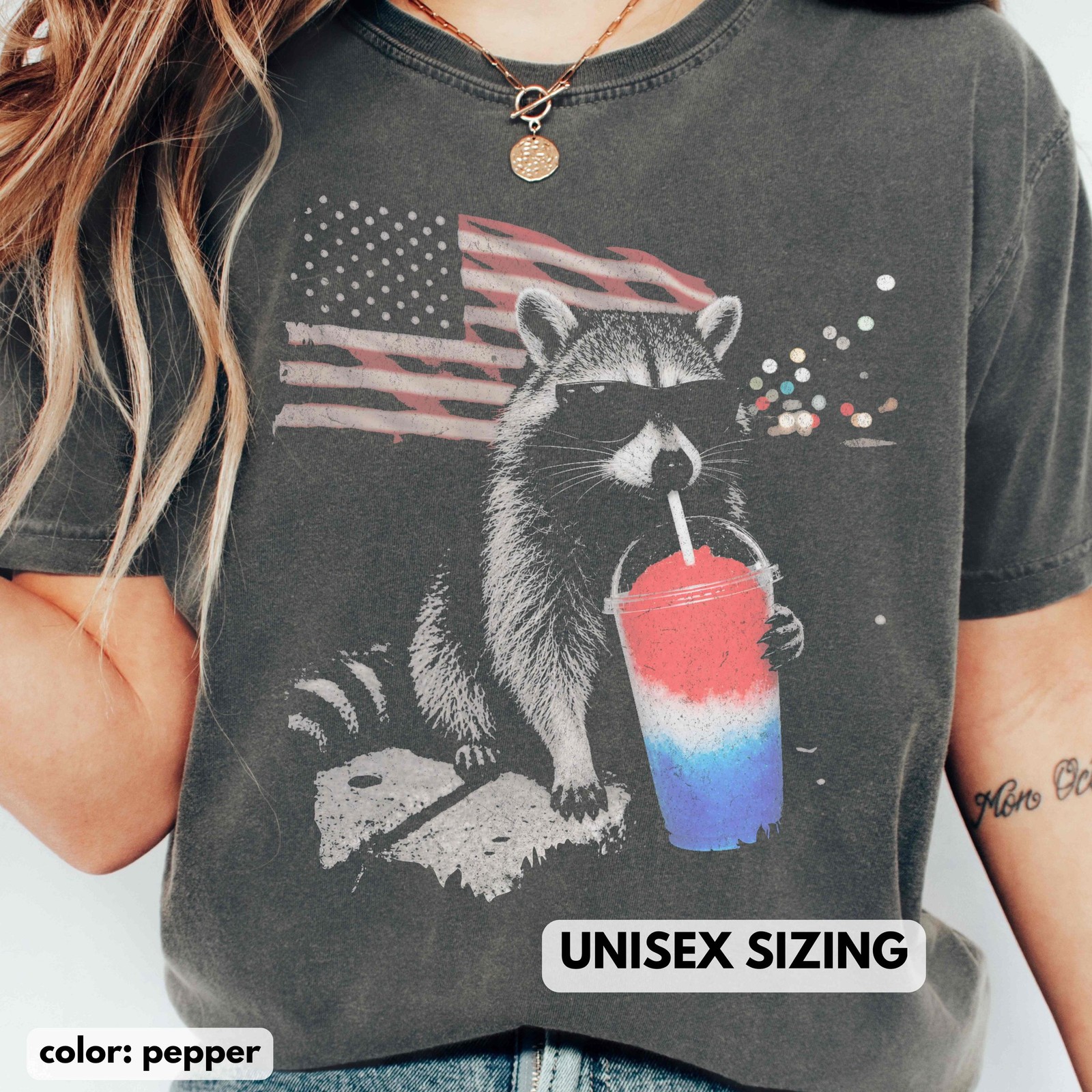 4th of July Raccoon Shirt Funny Patriotic Slushie America 250 Tee