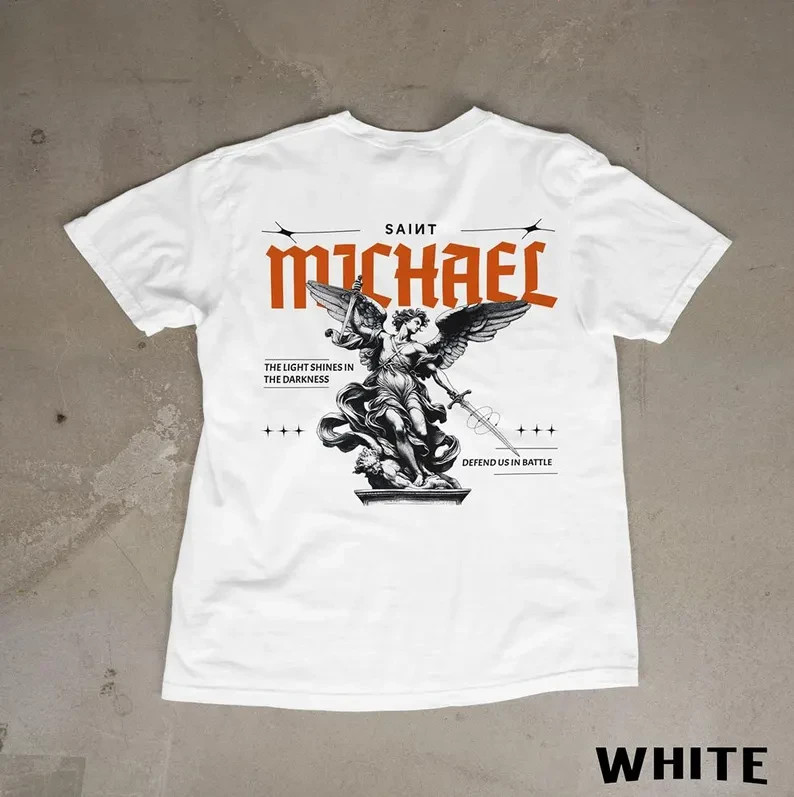 Saint Michael Shirt Christian Streetwear Tee Catholic Warrior Graphic Shirt