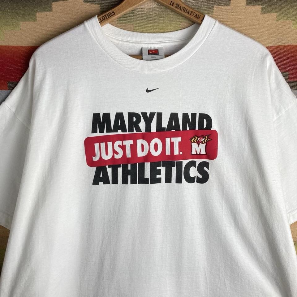 Vintage 00s Nike University of Maryland Athletics White T-shirt | Size Mens 2XL