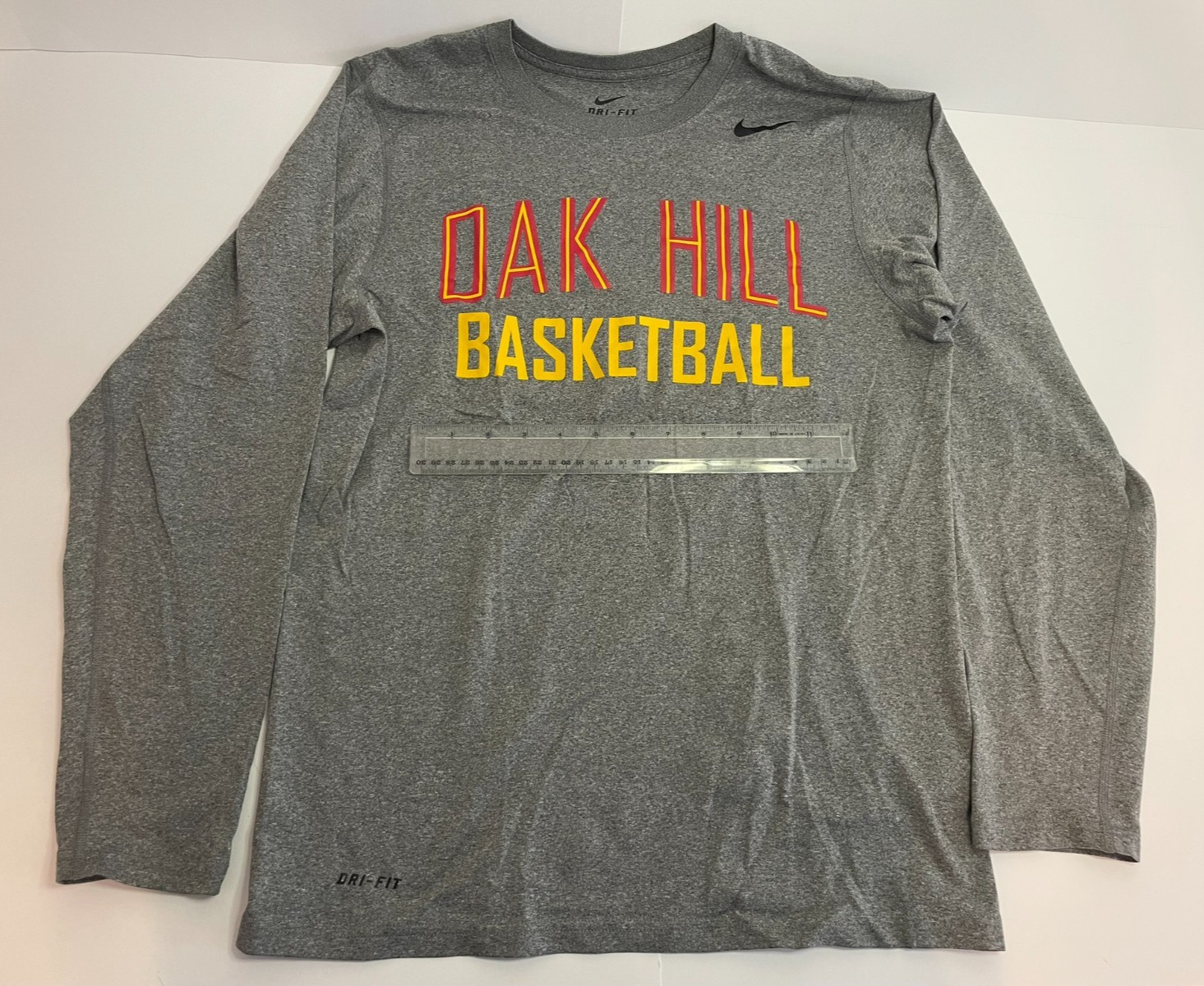 Oak Hill Academy Basketball Nike Dri-Fit Gray Long Sleeve T-Shirt Size Adult S