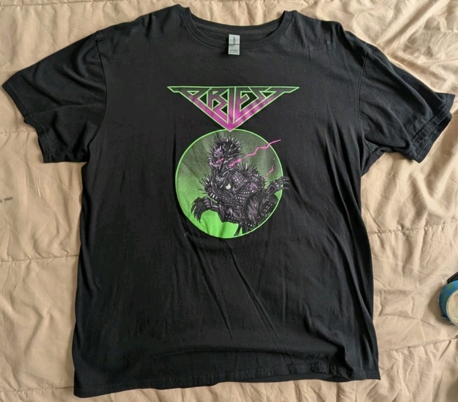 PRIEST Band Shirt XL Black Gildan Softstyle Neon Green Purple Industrial Synth