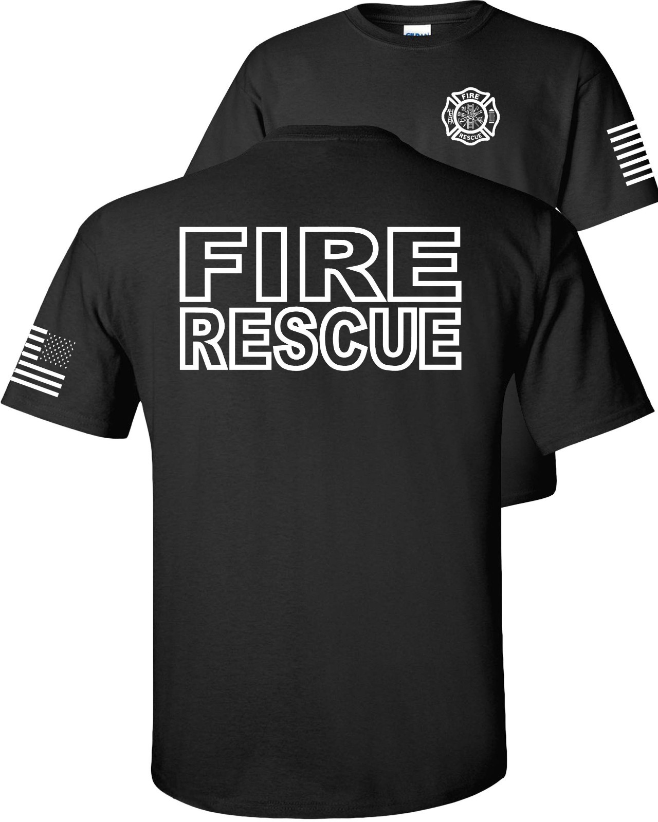 Fire Rescue T-Shirt American Flag BAF