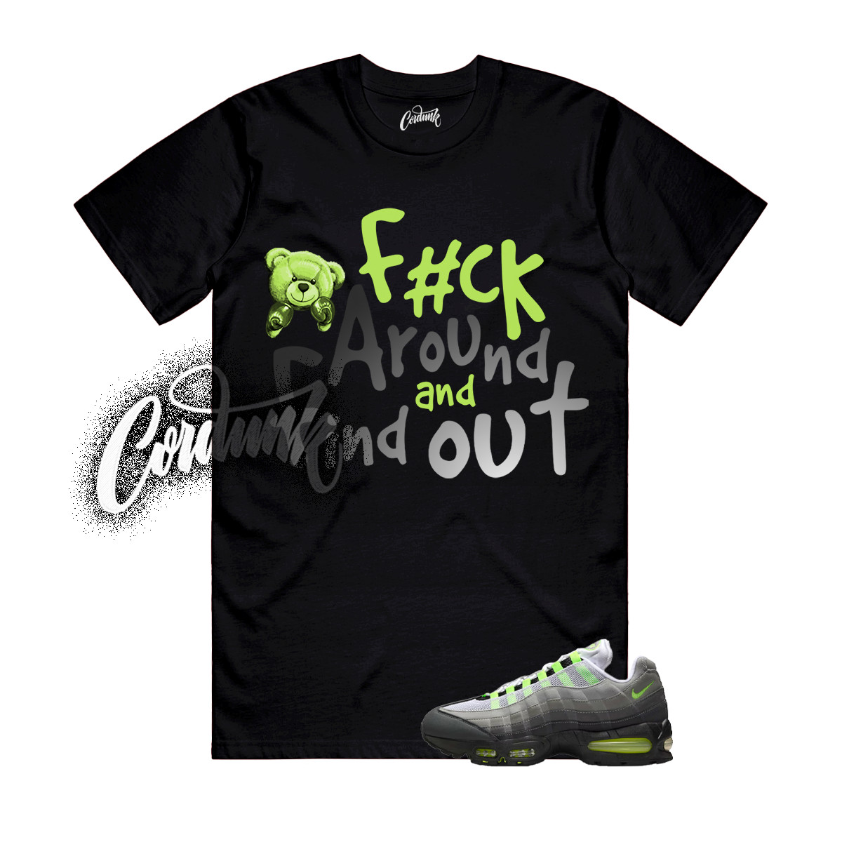 Air Max 95 Big Bubble Neon Black Yellow Cool Grey 2025 T Shirt Match FCK