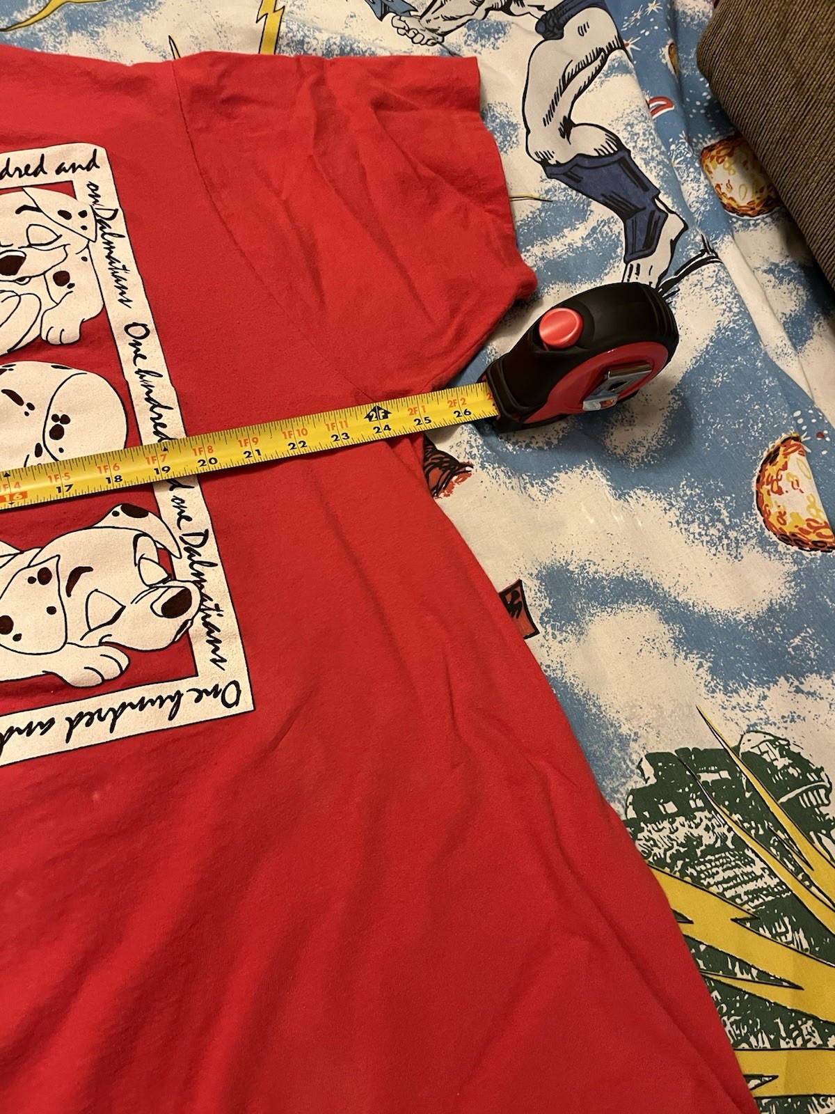 Vintage Disney 101 Dalmatians T-Shirt One Size Red Puppy Movie 90s Tee Promo VTG